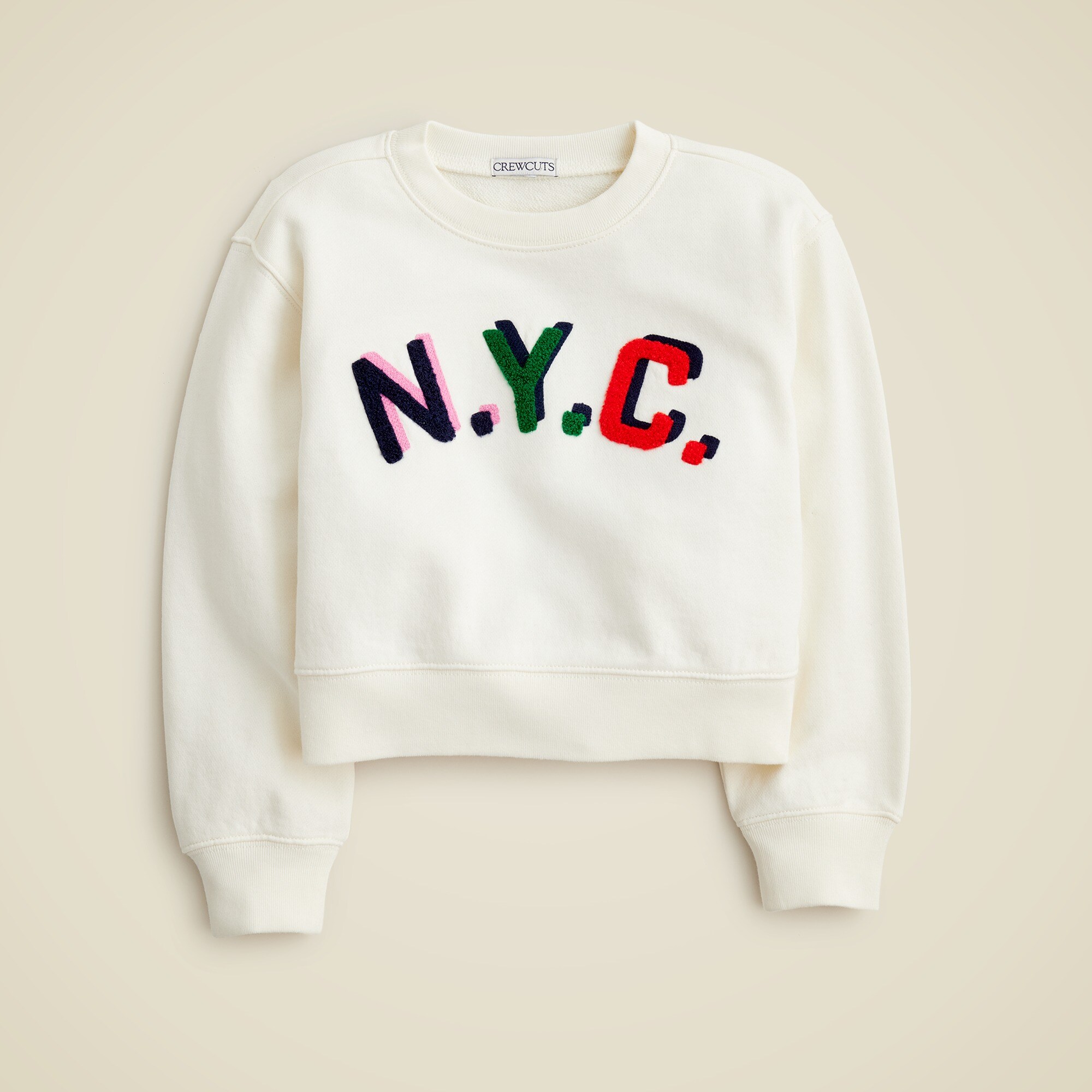 Girls' embroidered NYC graphic crewneck sweatshirt