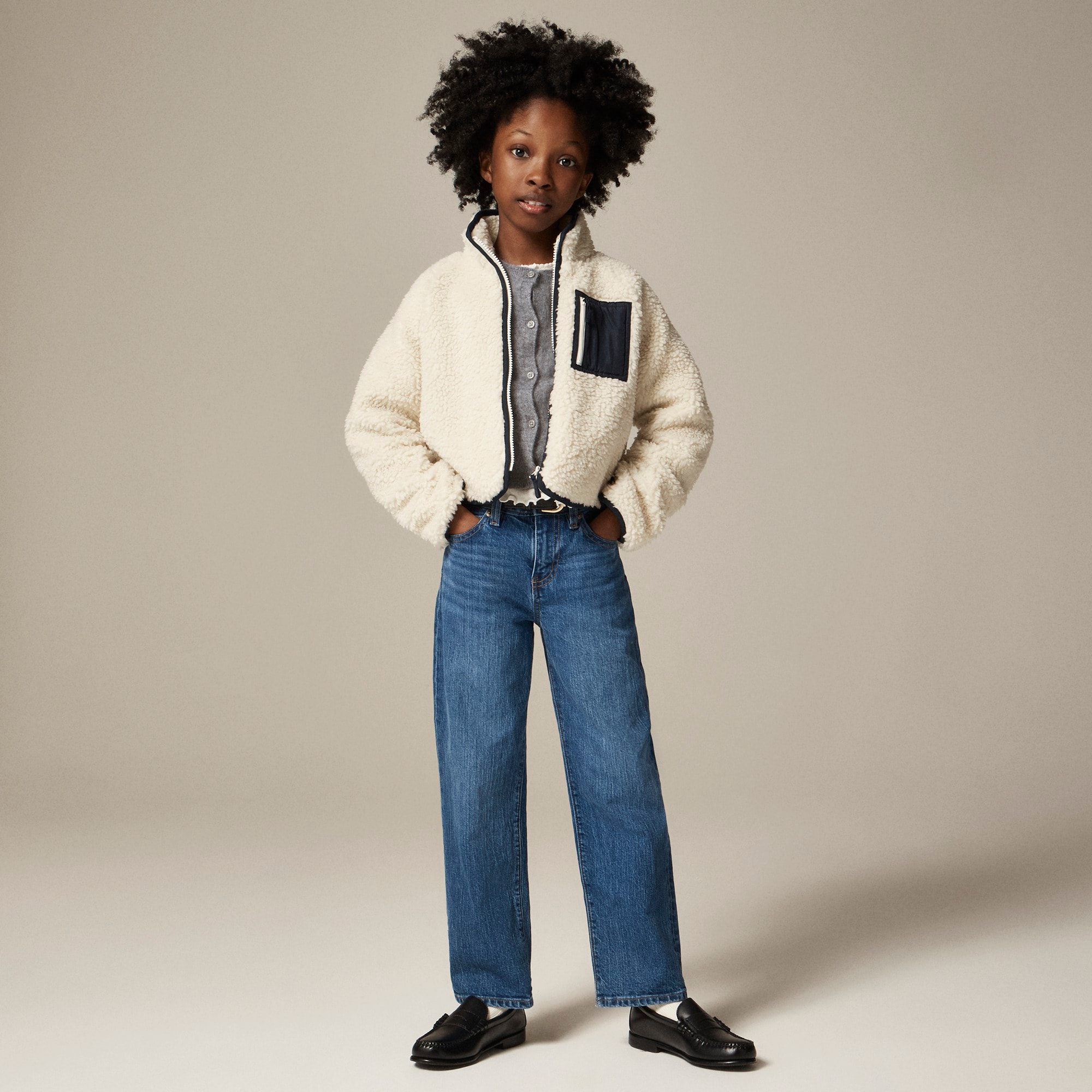 girls Girls' sherpa zip-up jacket