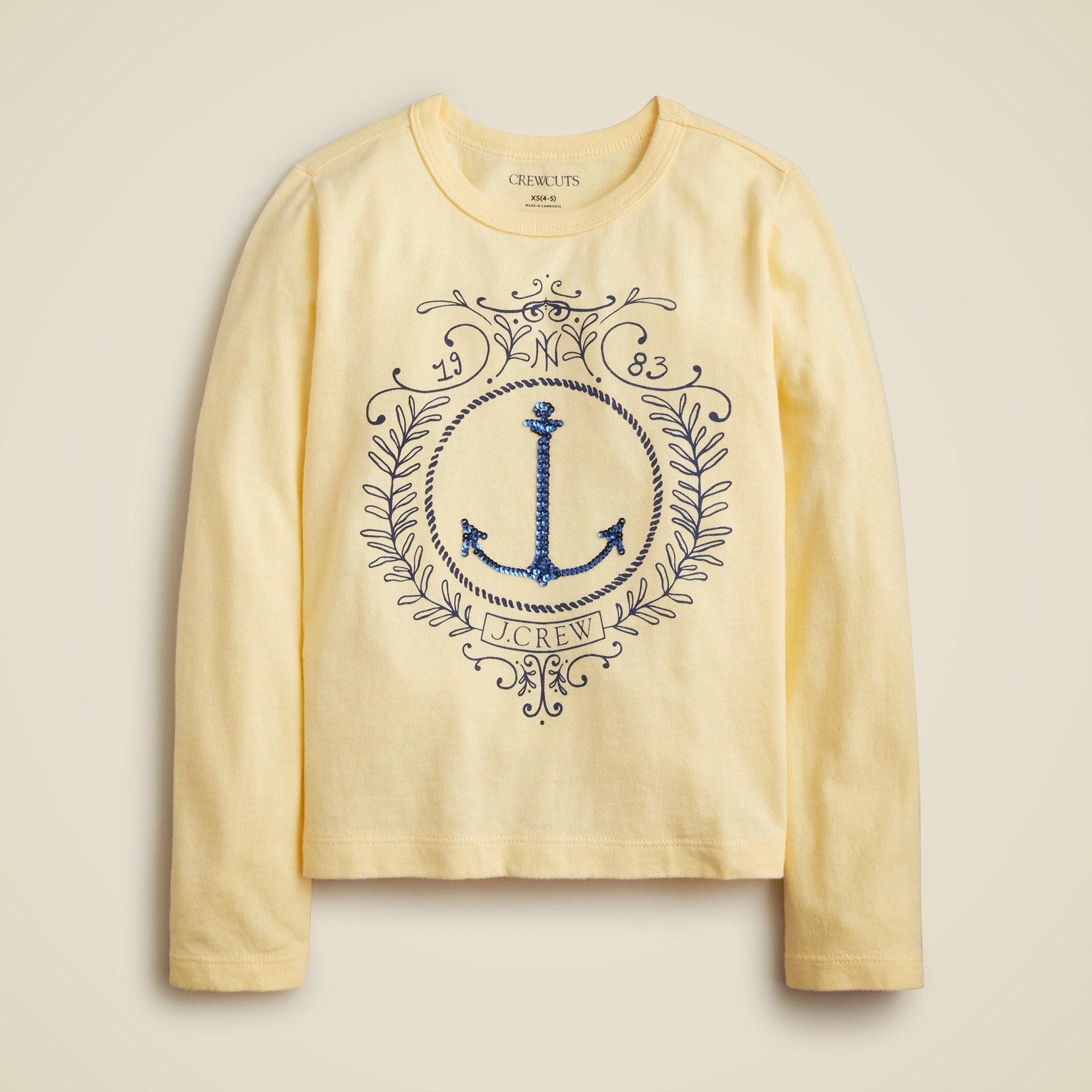 J.Crew: Girls' Anchor Graphic T-shirt With Sequins For Girls