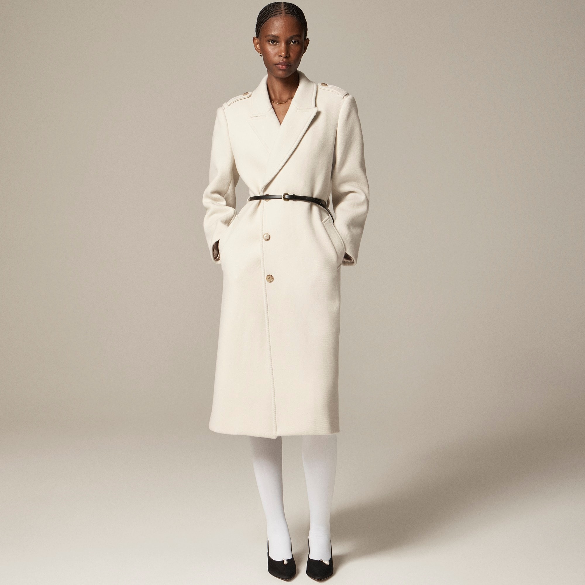 womens Wrap trench coat in Italian double-faced wool blend