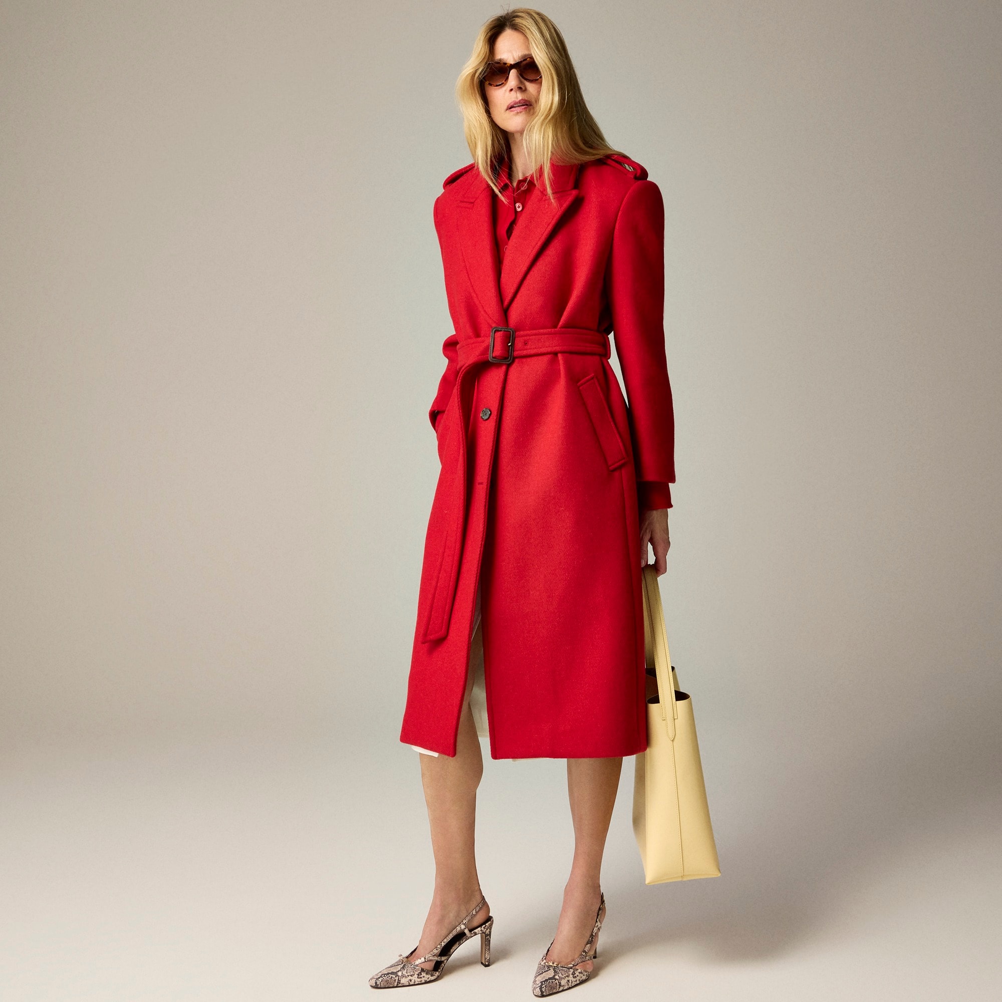 Wrap trench coat in Italian double-faced wool blend