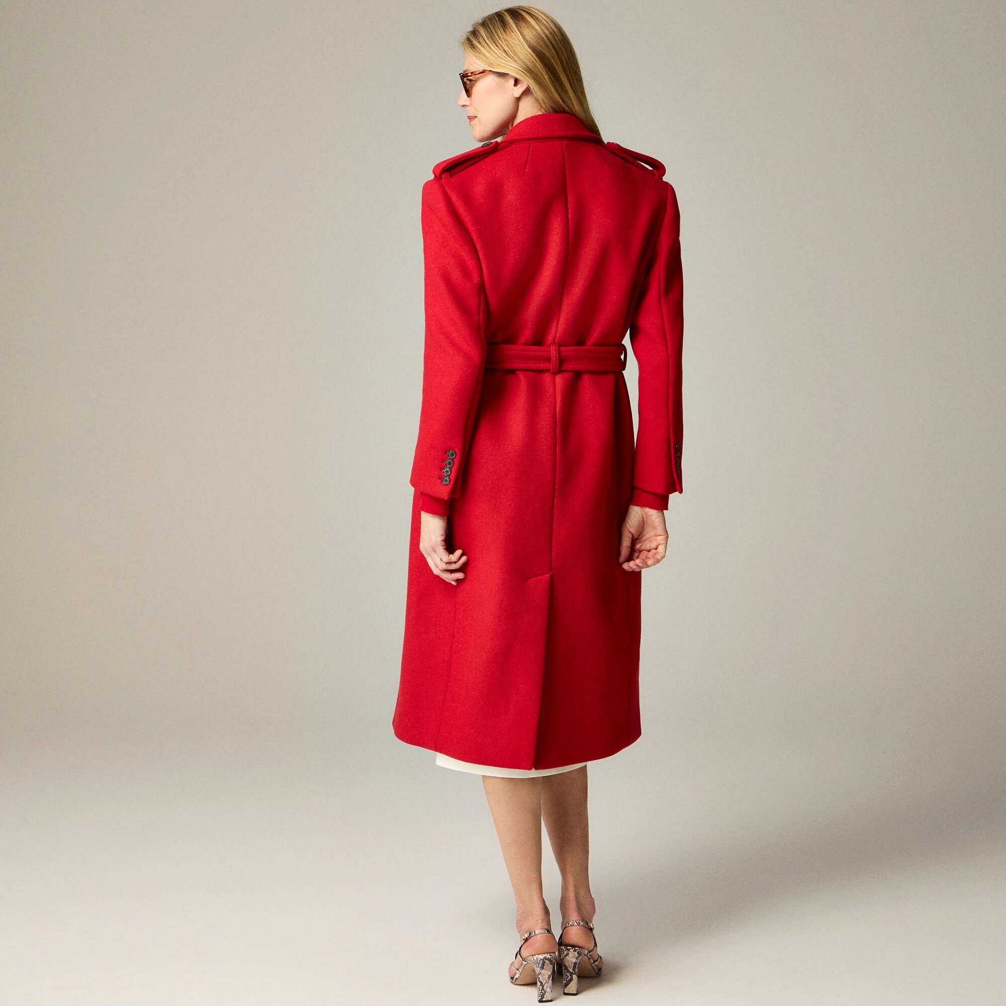 Wrap trench coat in Italian double-faced wool blend