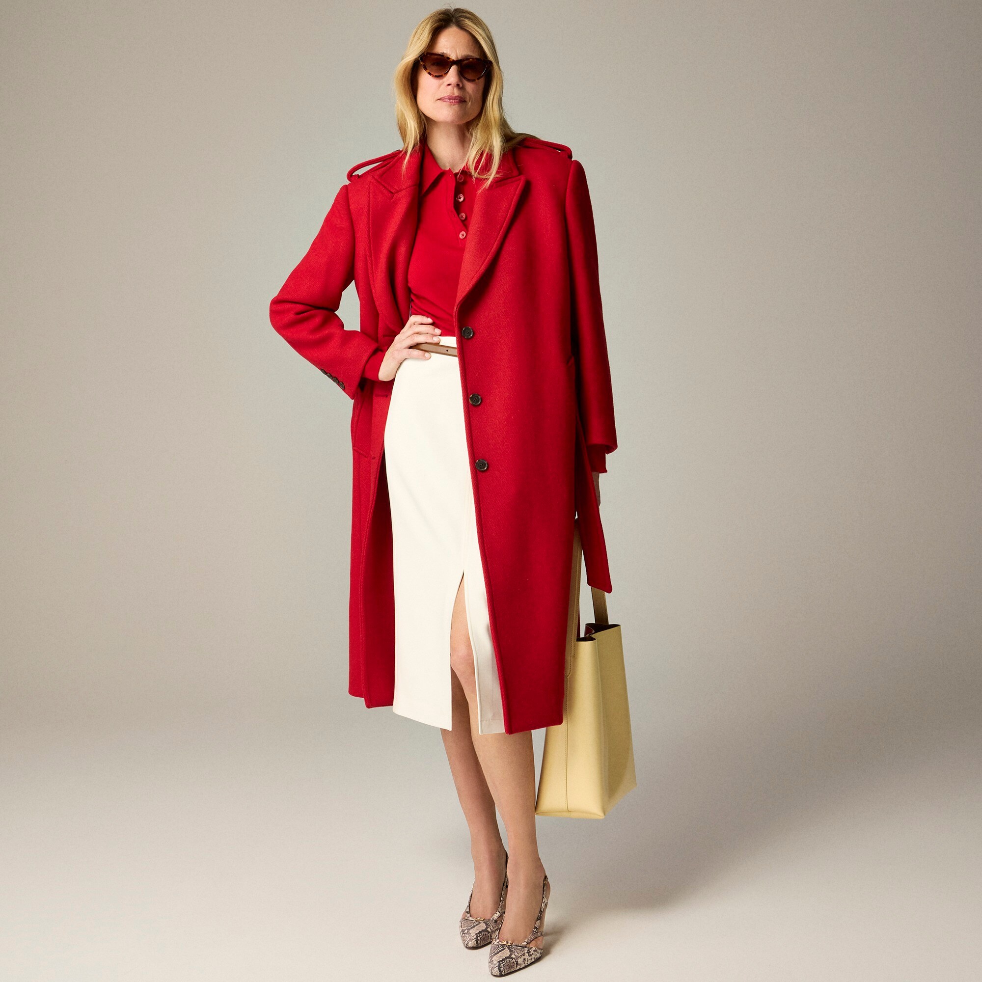 womens Wrap trench coat in Italian double-faced wool blend