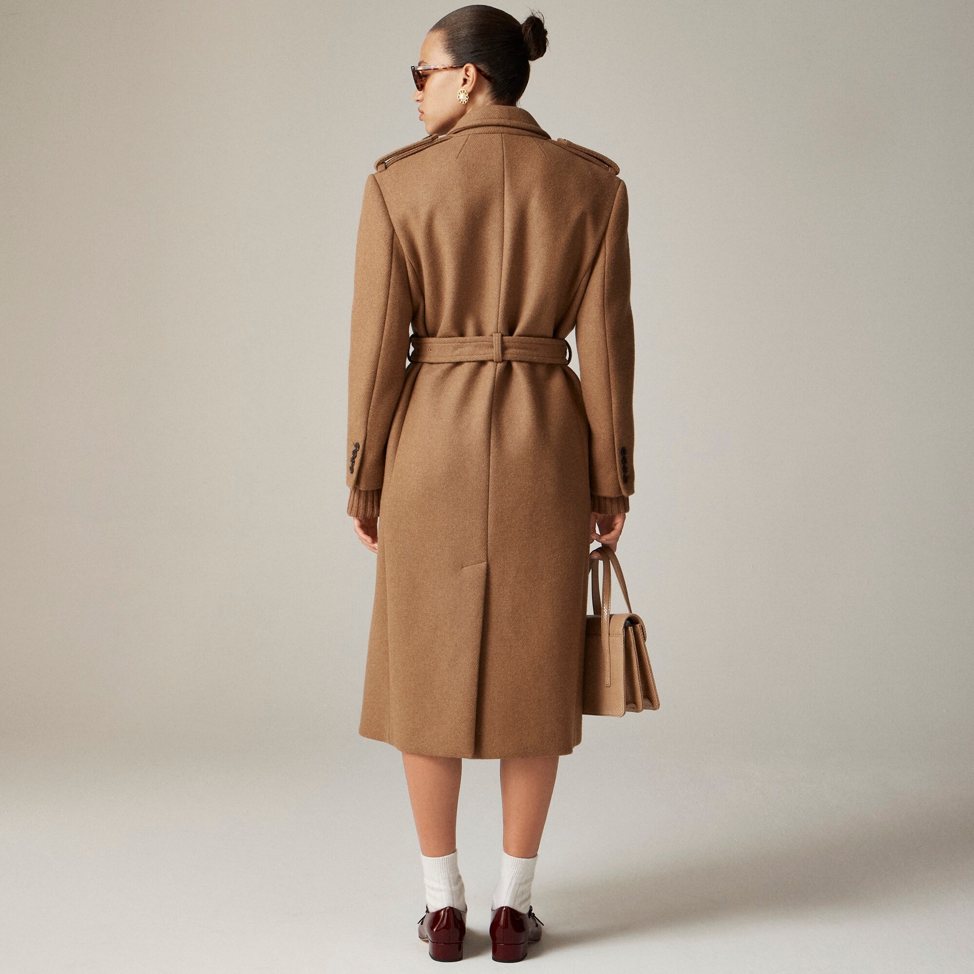 Wrap trench coat in Italian double-faced wool blend