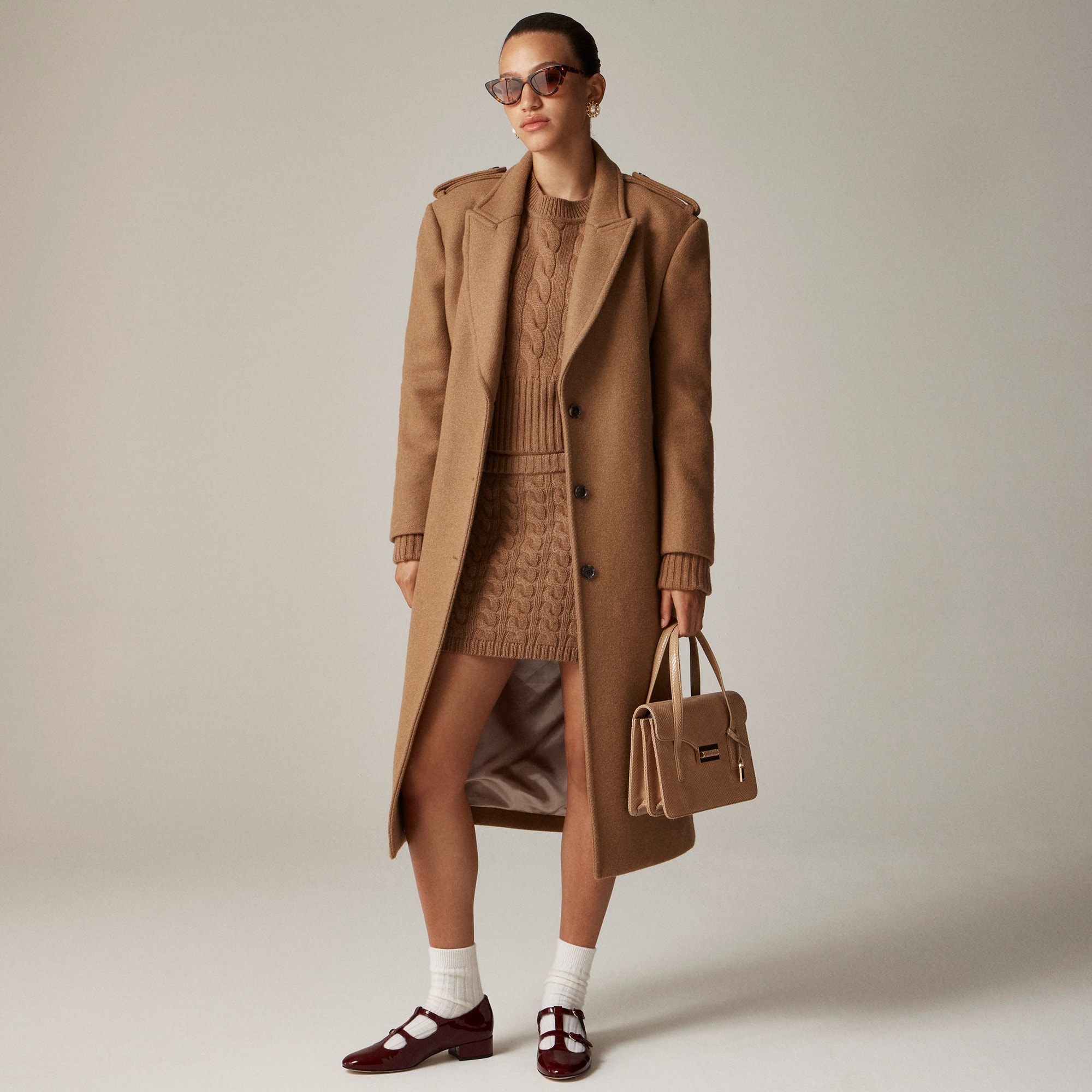 Wrap trench coat in Italian double-faced wool blend