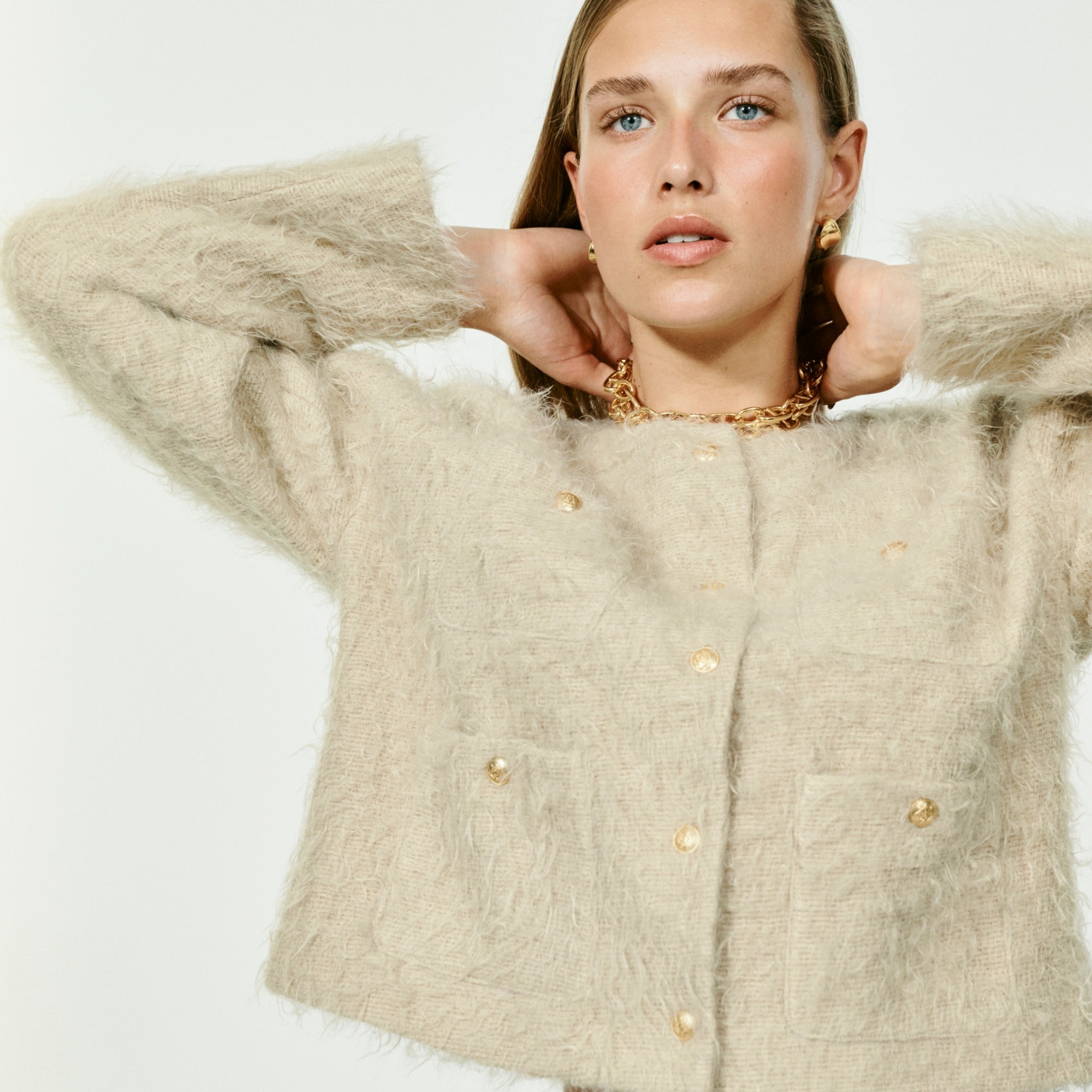 Collection lady jacket in brushed wool blend
