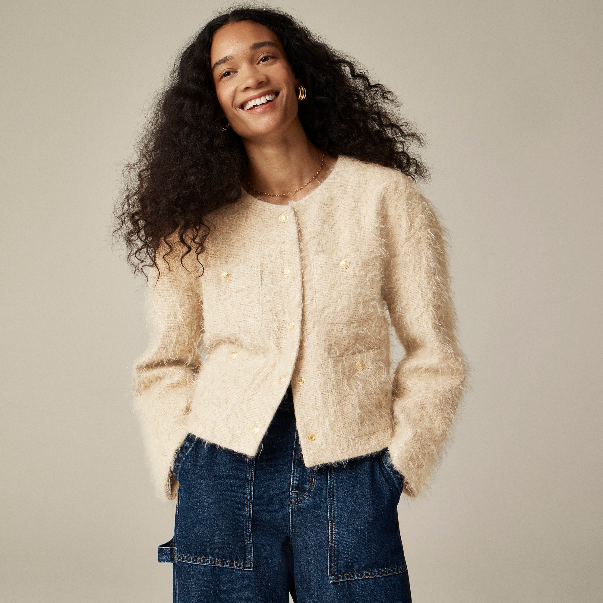 Collection lady jacket in brushed wool blend