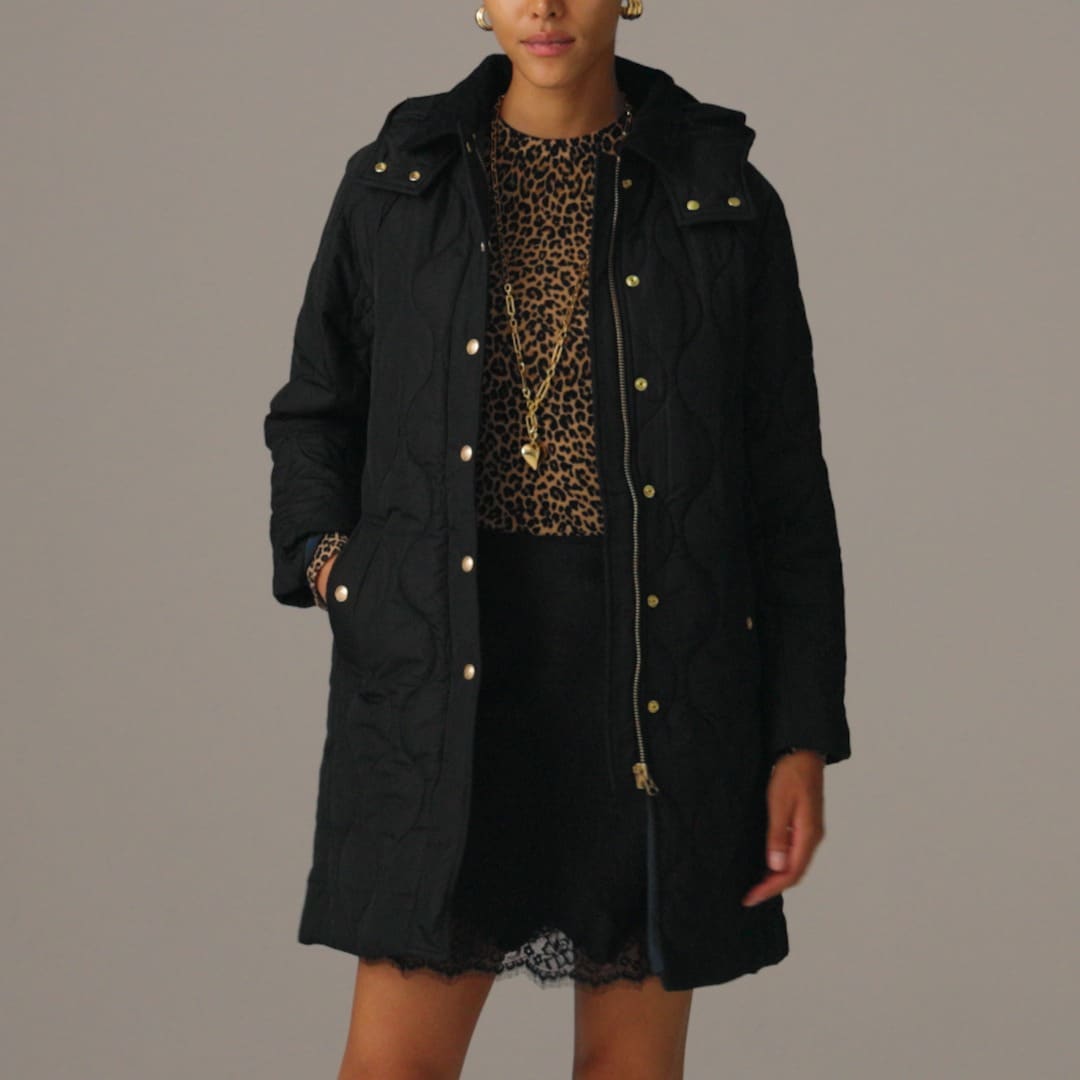 J crew black puffer coat sales