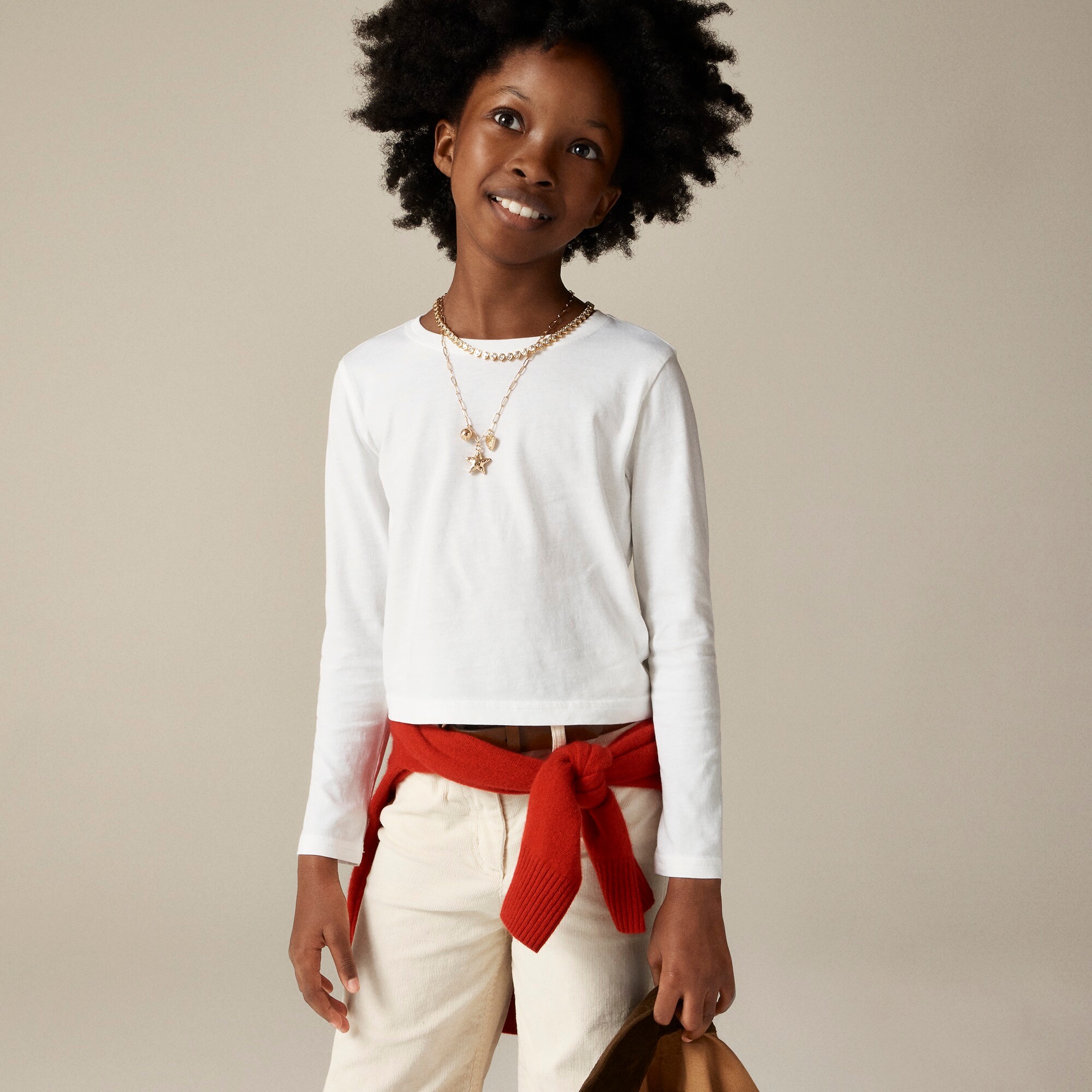 girls Girls' long-sleeve garment-dyed T-shirt in broken-in-jersey