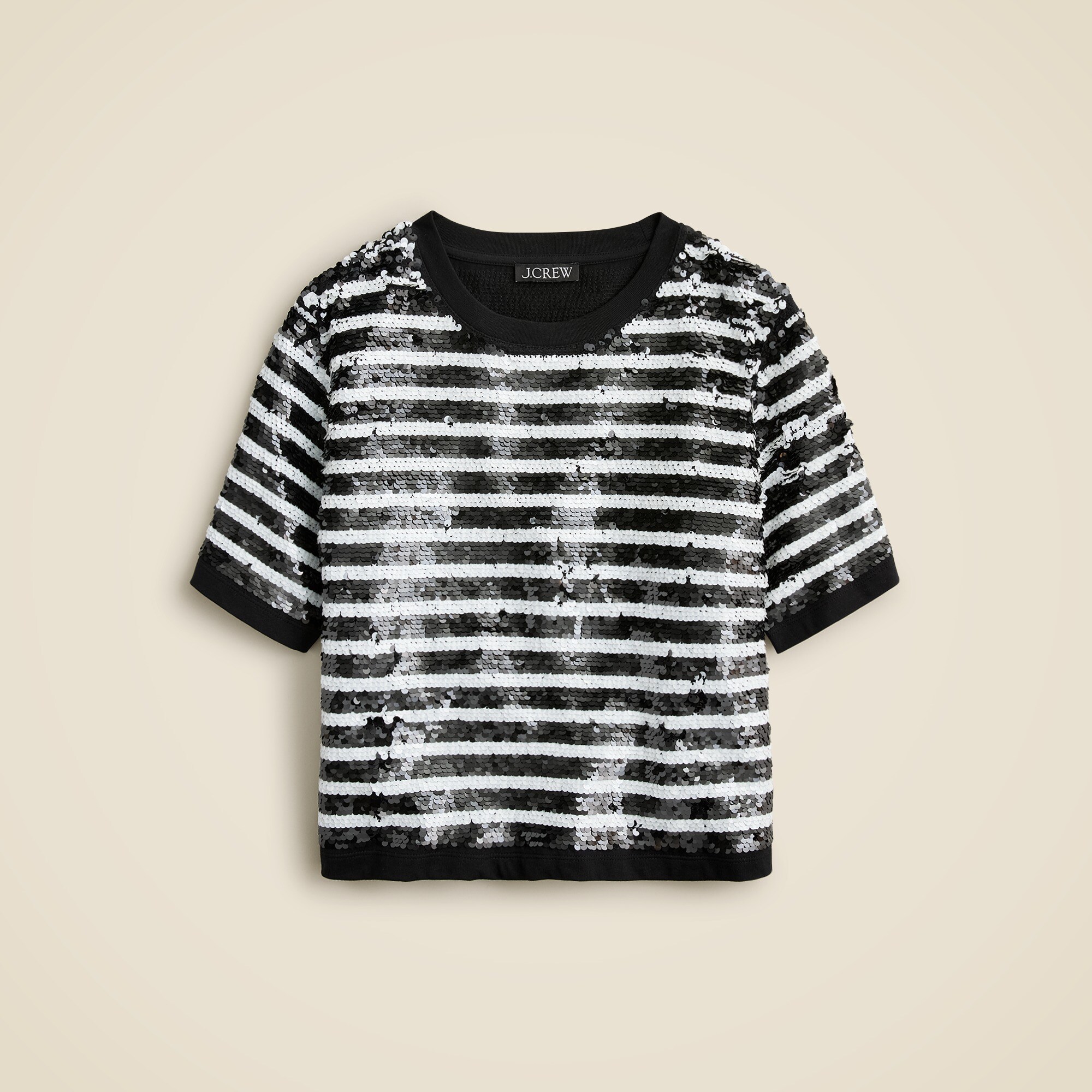Sequin-embellished T-shirt in stripe