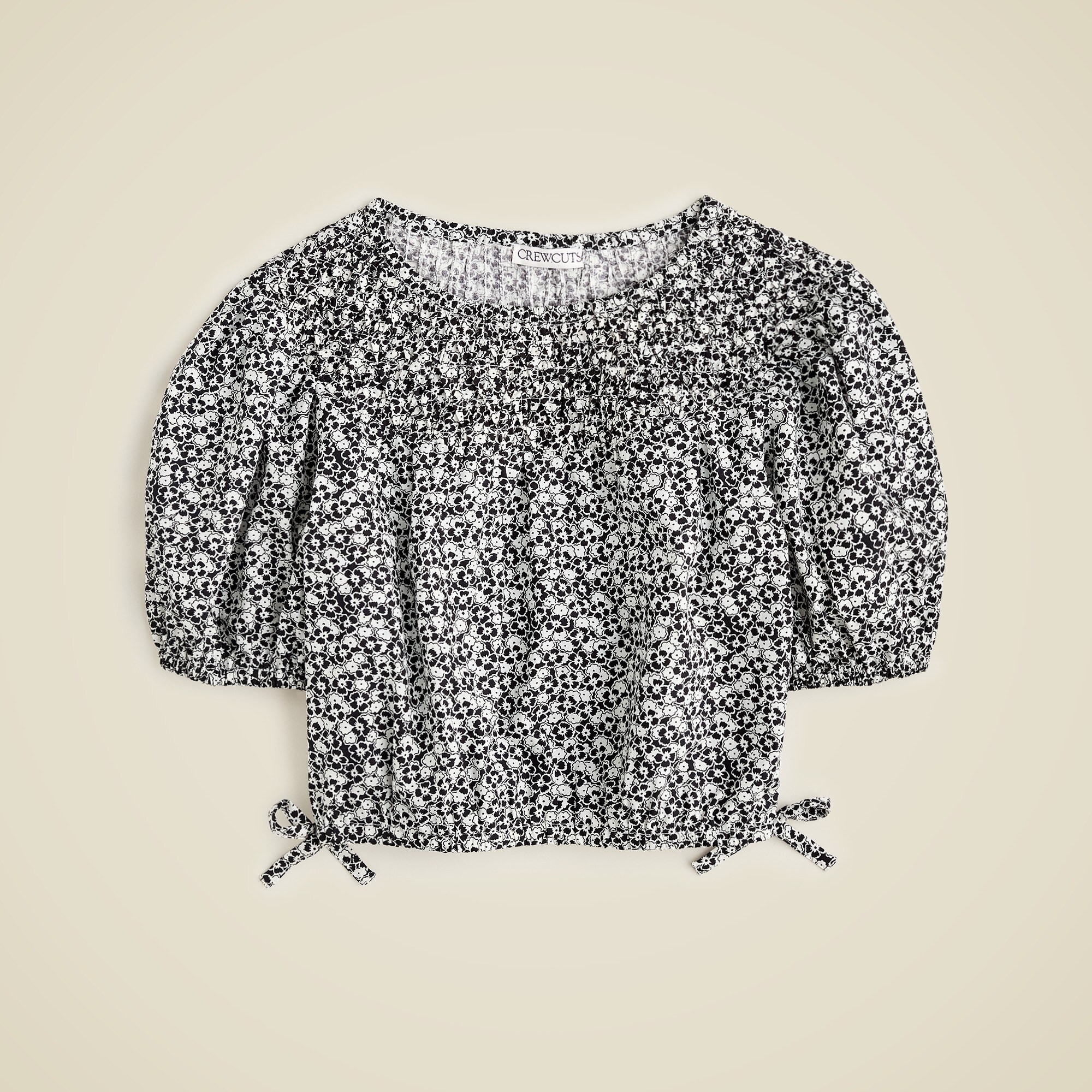  Girls' smocked top in cotton poplin floral