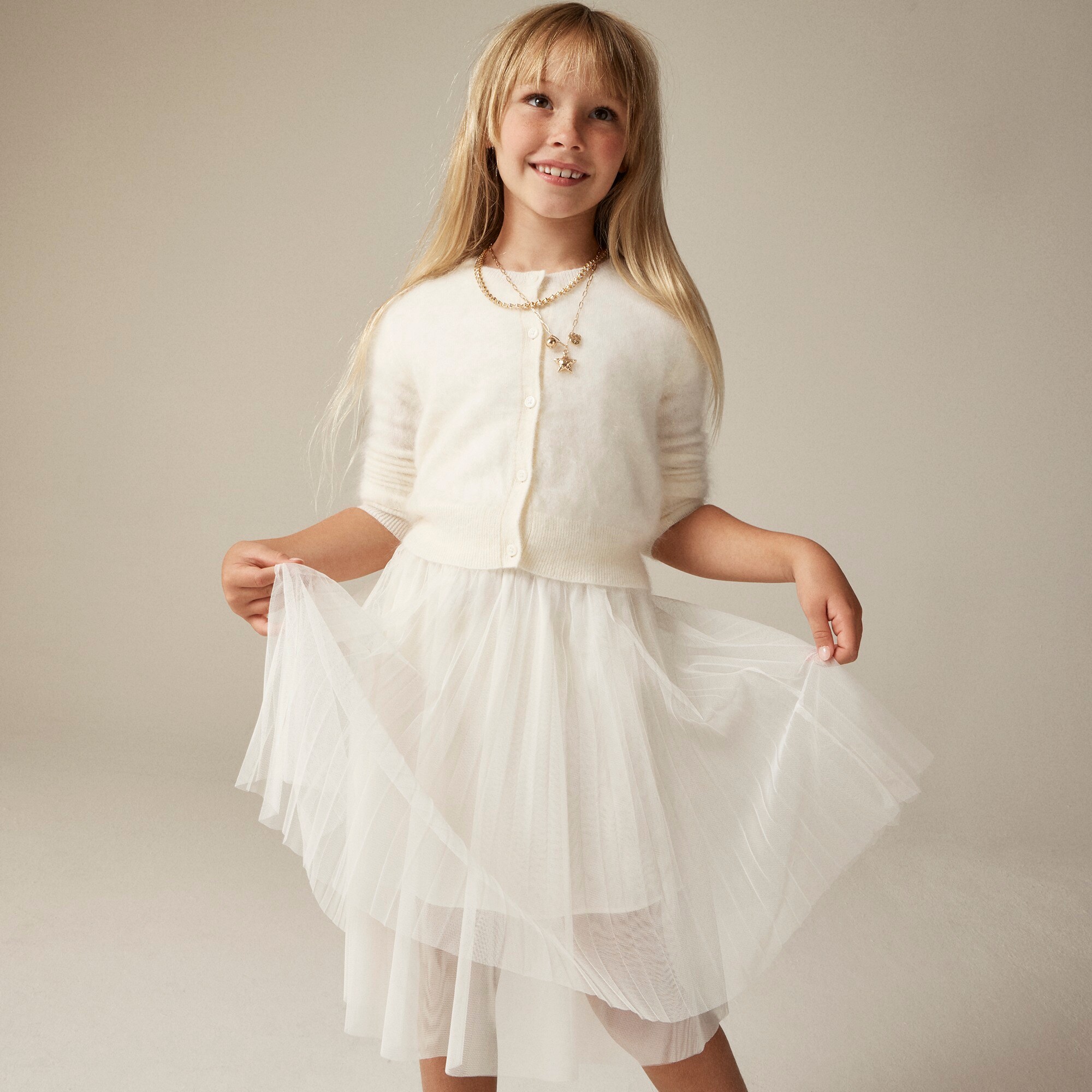 Girls' brushed cashmere cardigan