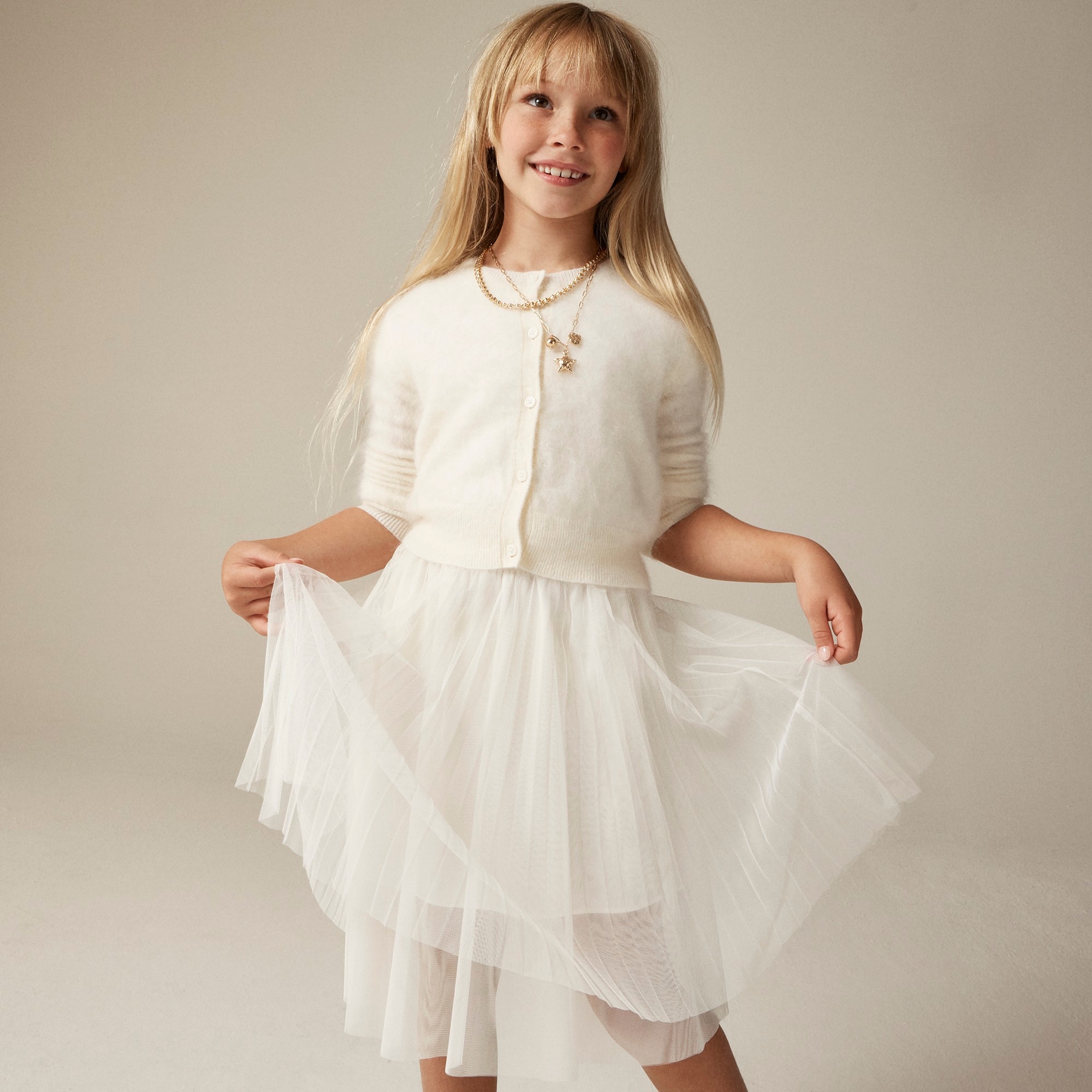 Girls' brushed cashmere cardigan