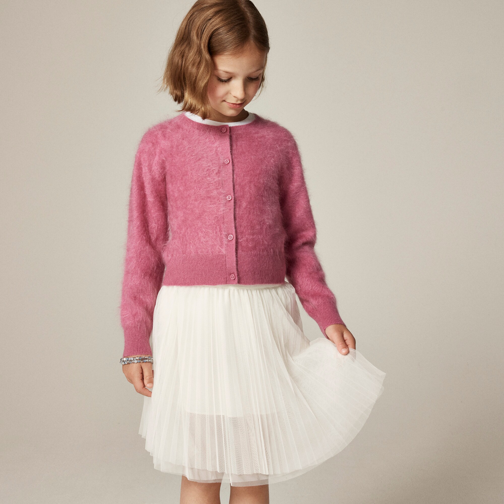 Girls' brushed cashmere cardigan