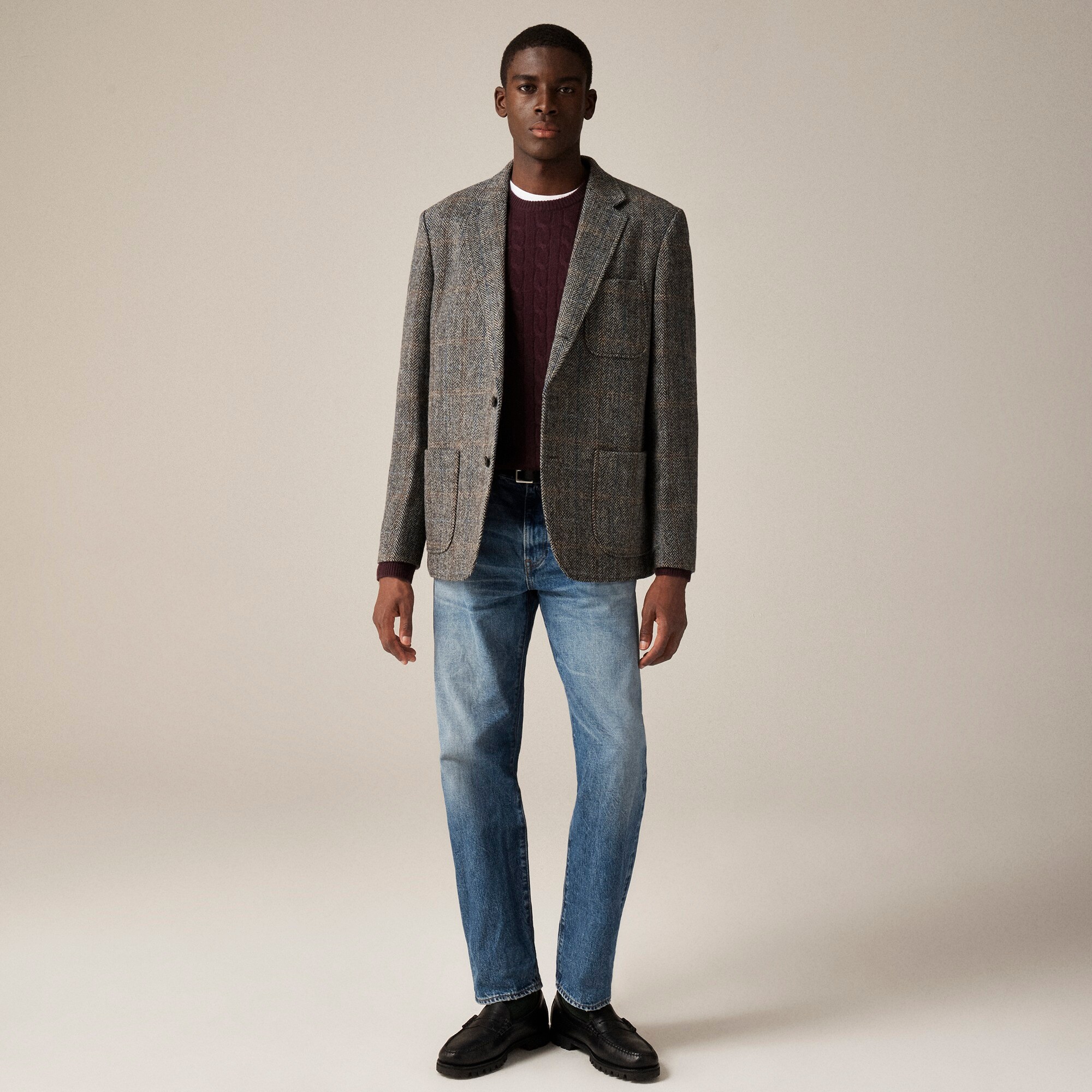 j.crew: relaxed-fit blazer in scottish wool herringbone for men