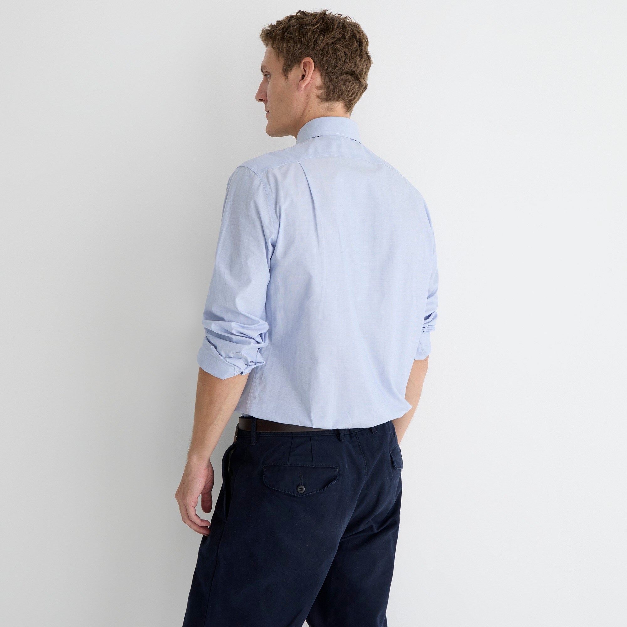 grey dress shirt with khaki pants Haggar Smart Wash Tall Dress Shirt in White main image 1