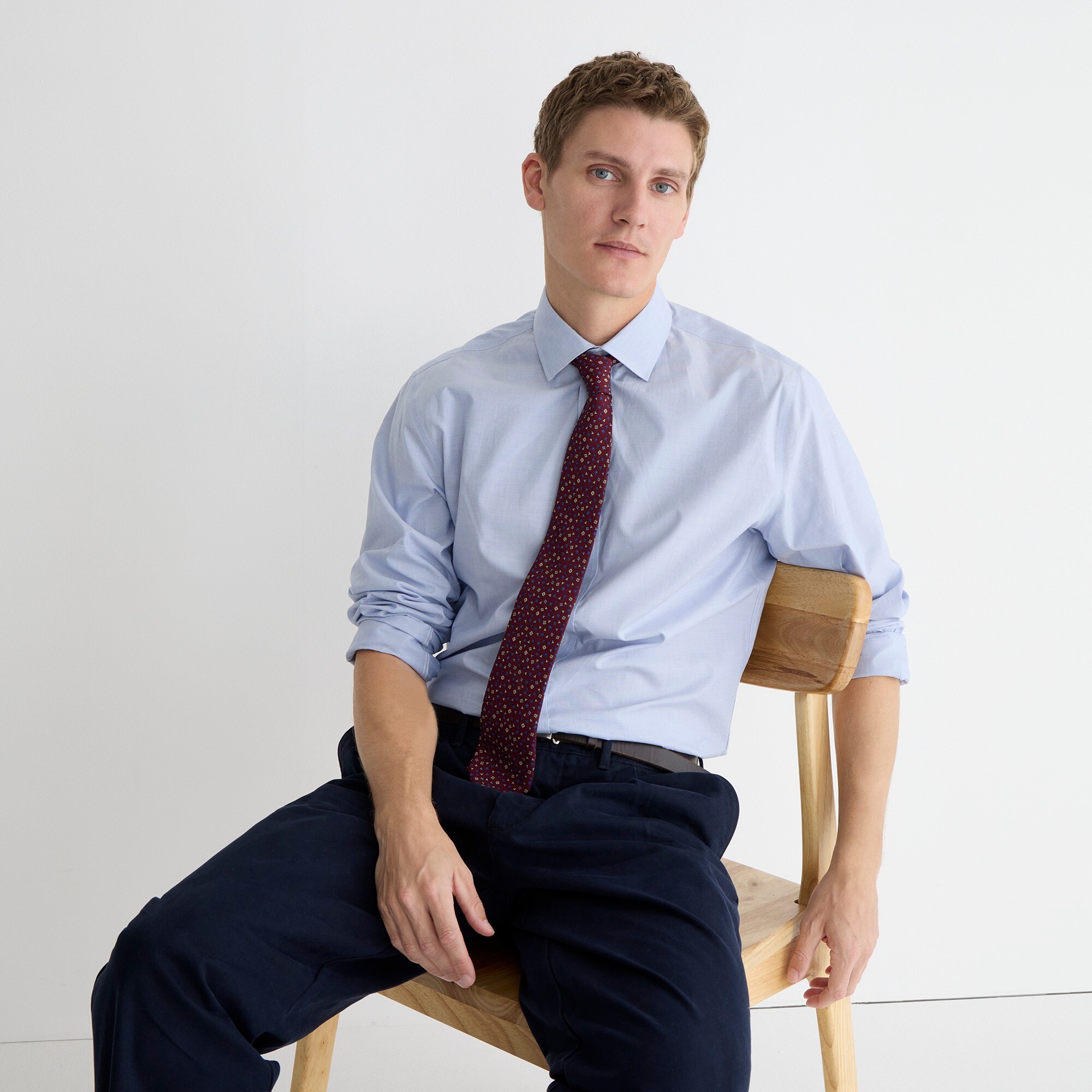  Slim Bowery wrinkle-free dress shirt with spread collar