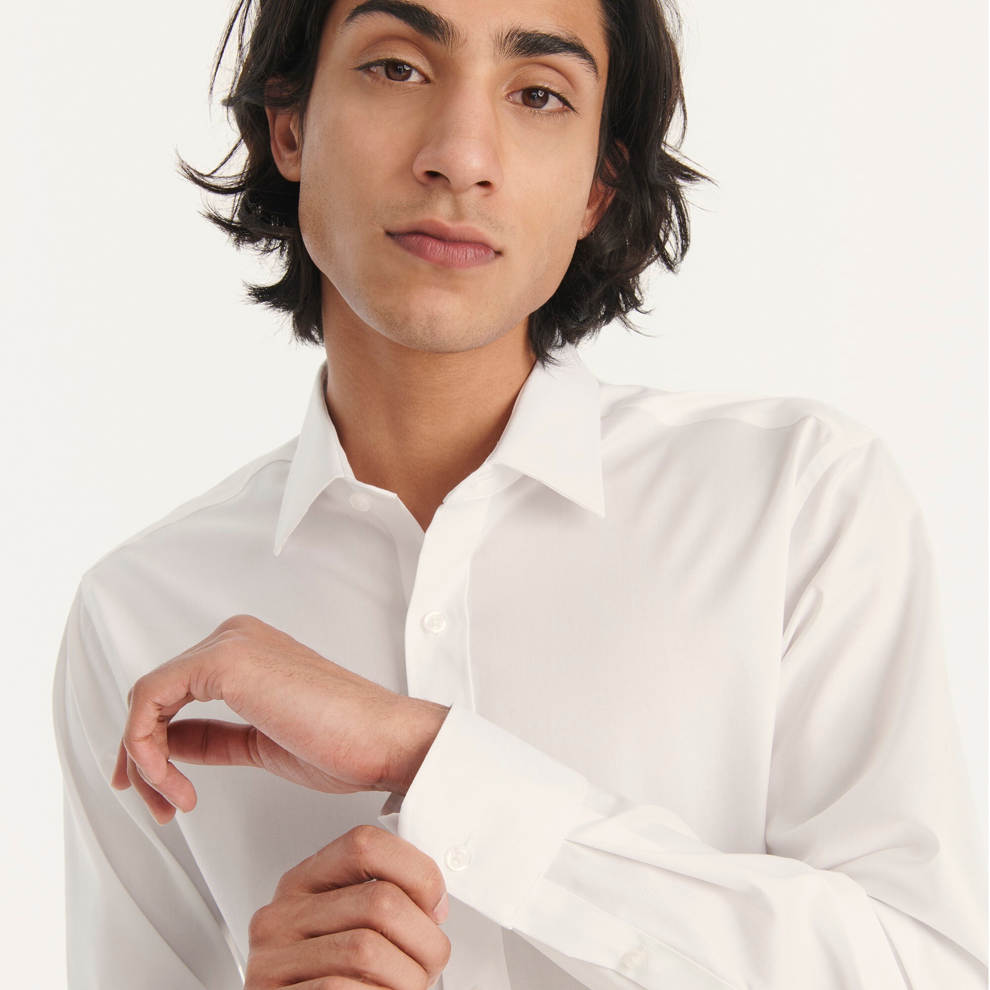  Slim Bowery wrinkle-free dress shirt with spread collar