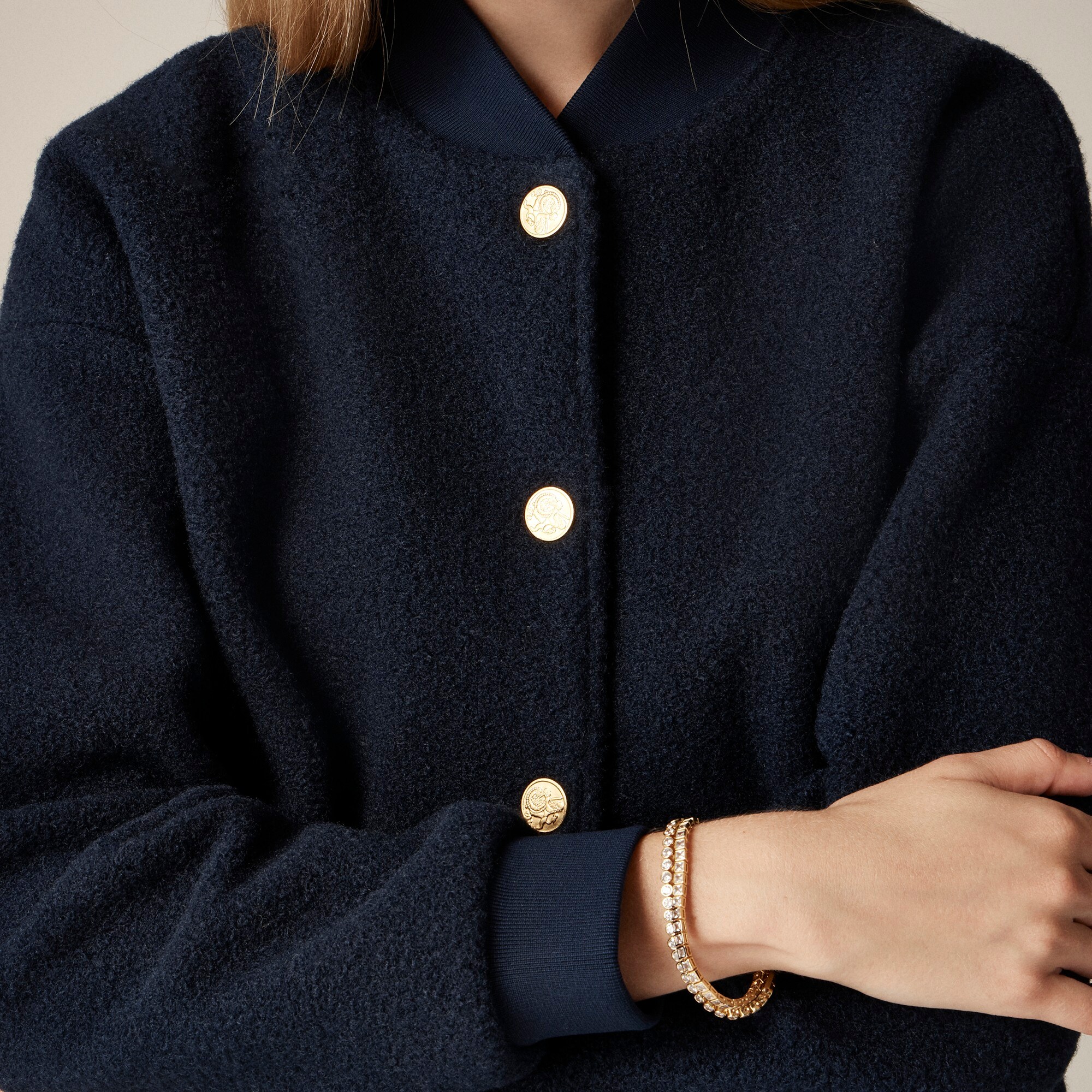 Bouclé bomber jacket