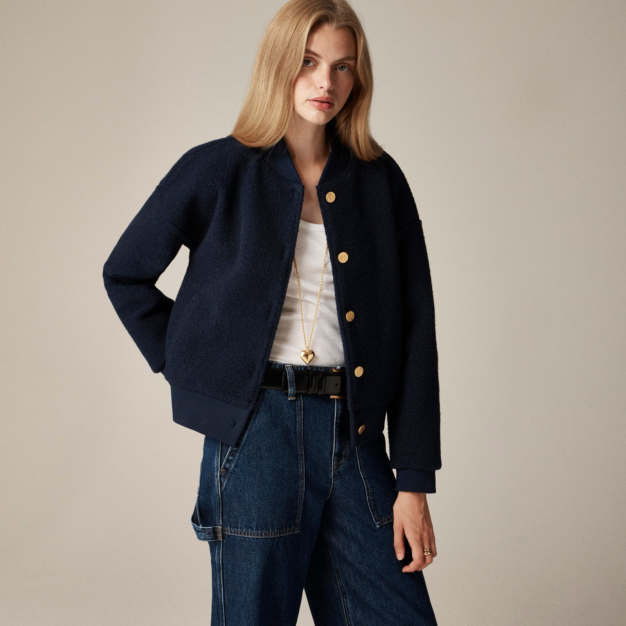 Bouclé bomber jacket