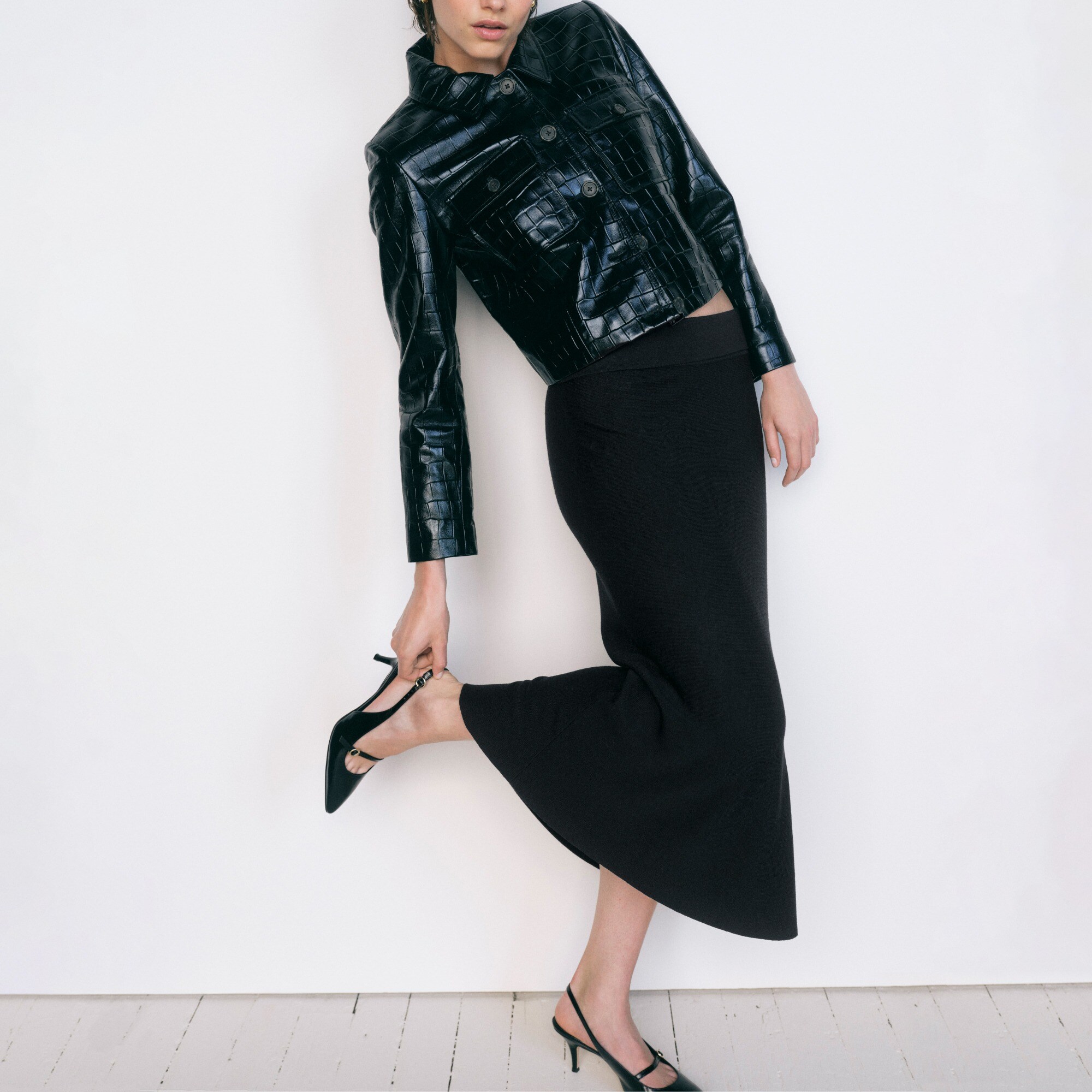 Collection lady jacket in croc-embossed leather - image 5