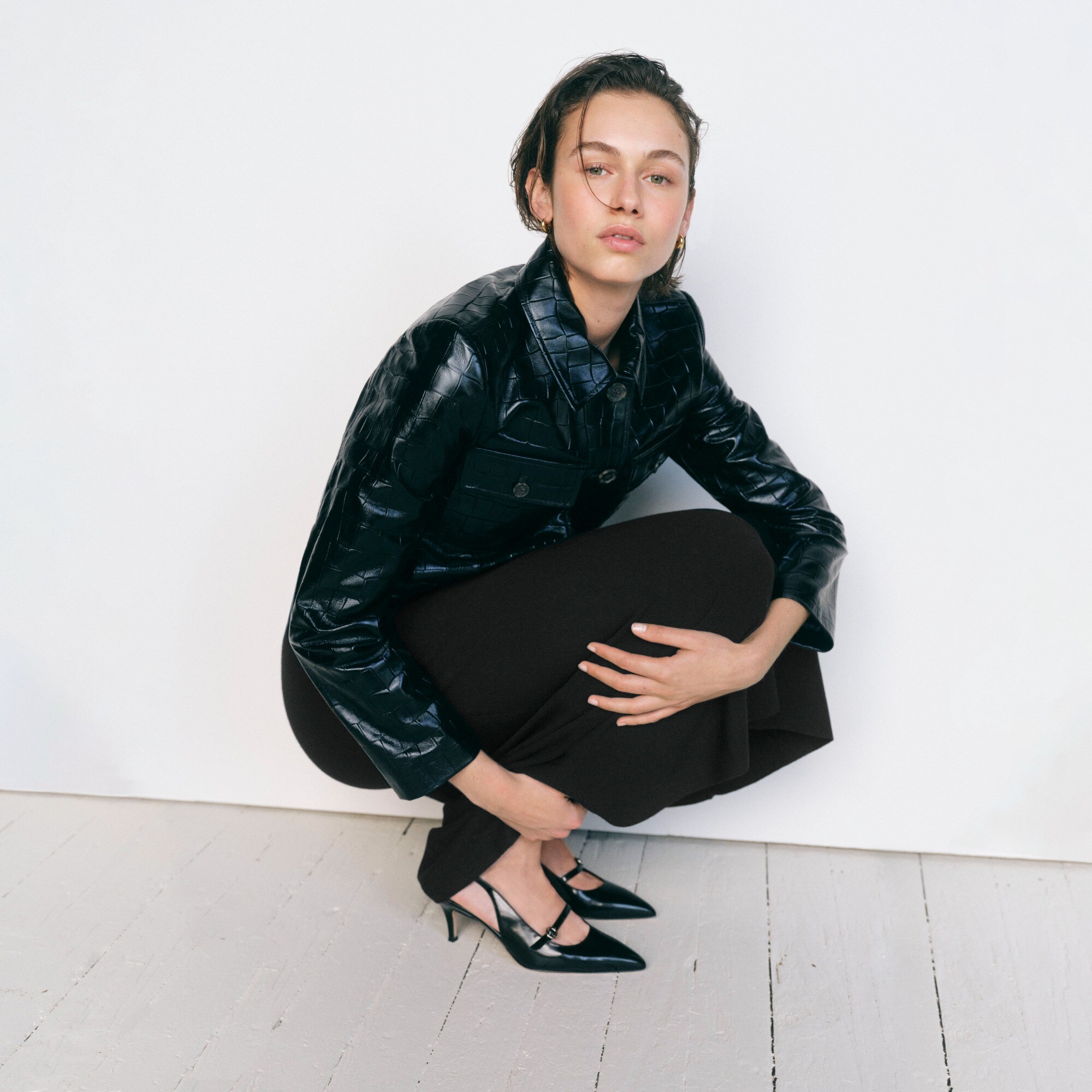 Collection Lady Jacket In Croc-embossed Leather For Women | J.Crew