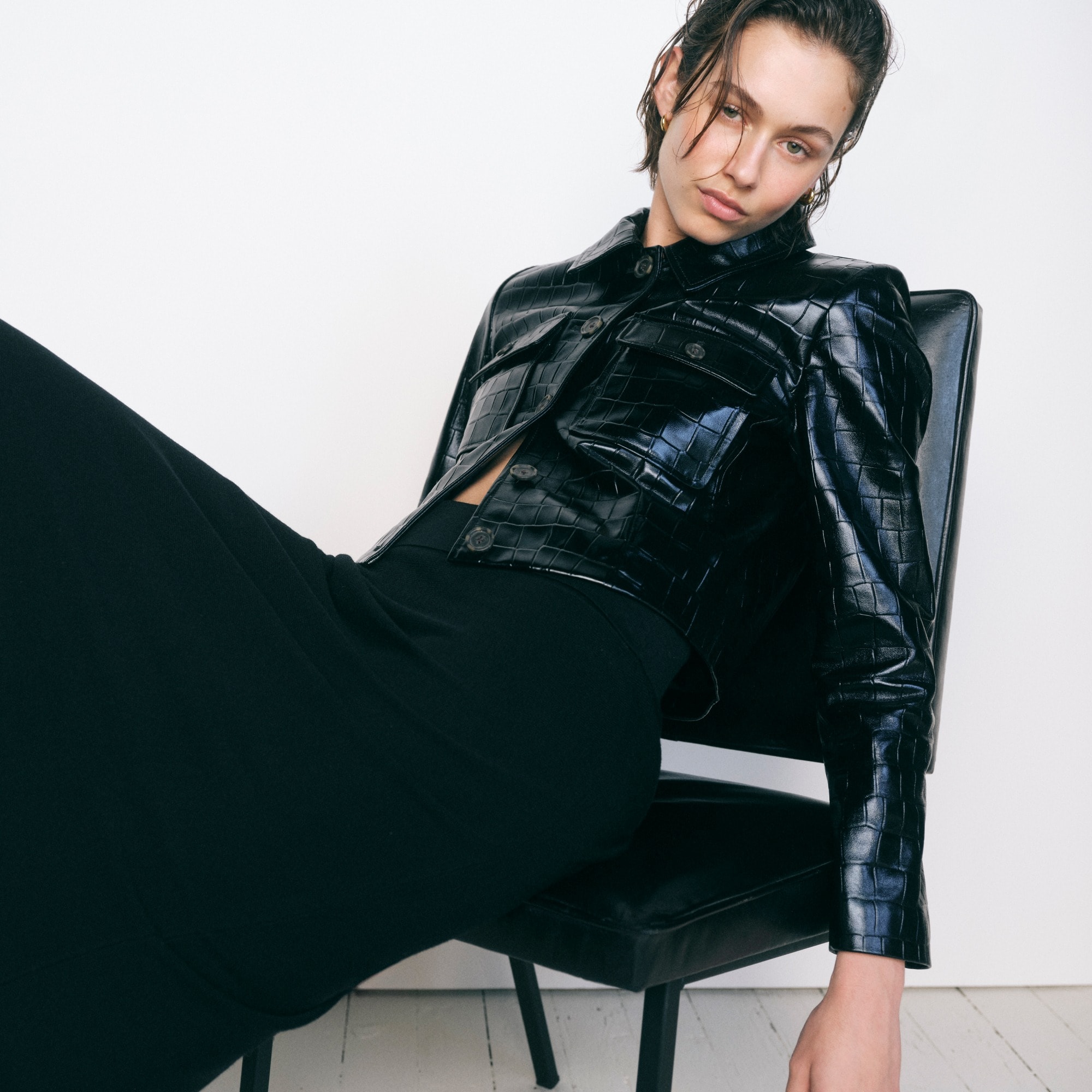 Collection Lady Jacket In Croc-embossed Leather For Women | J.Crew