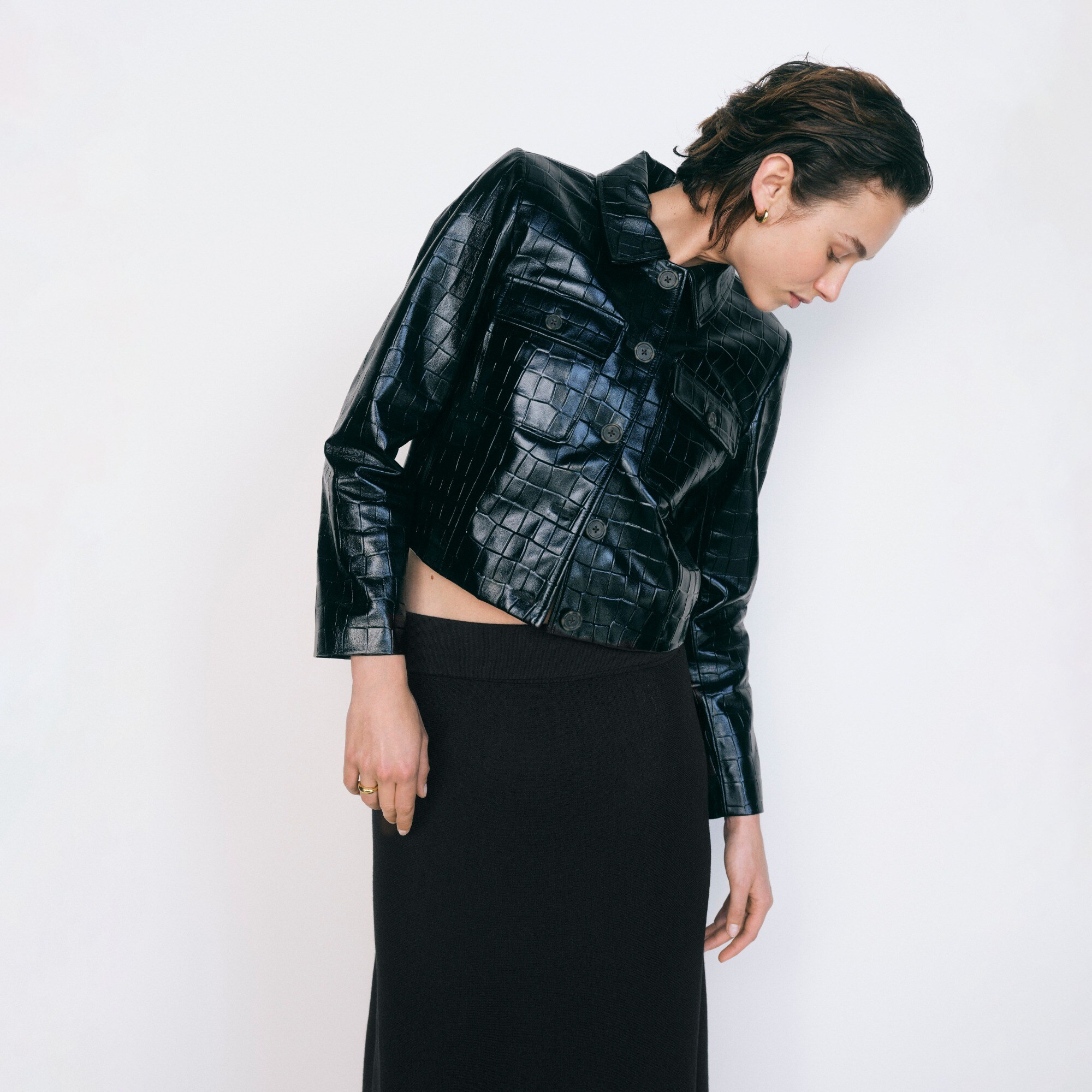  Collection lady jacket in croc-embossed leather