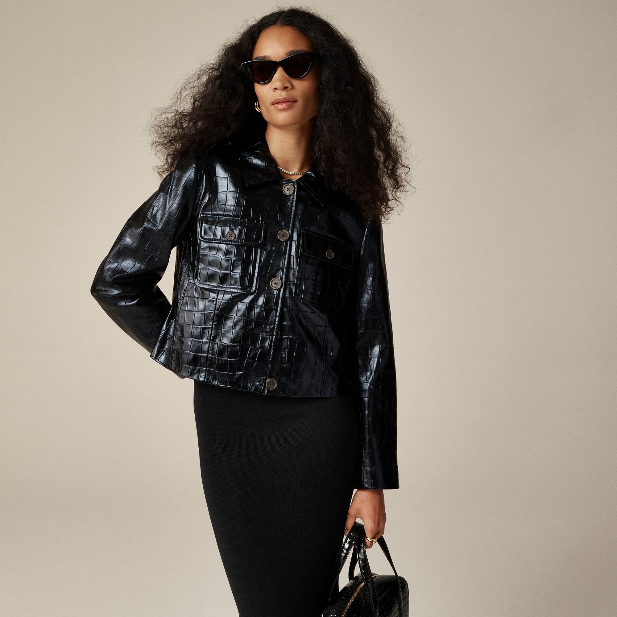 Collection lady jacket in croc-embossed leather - image 2