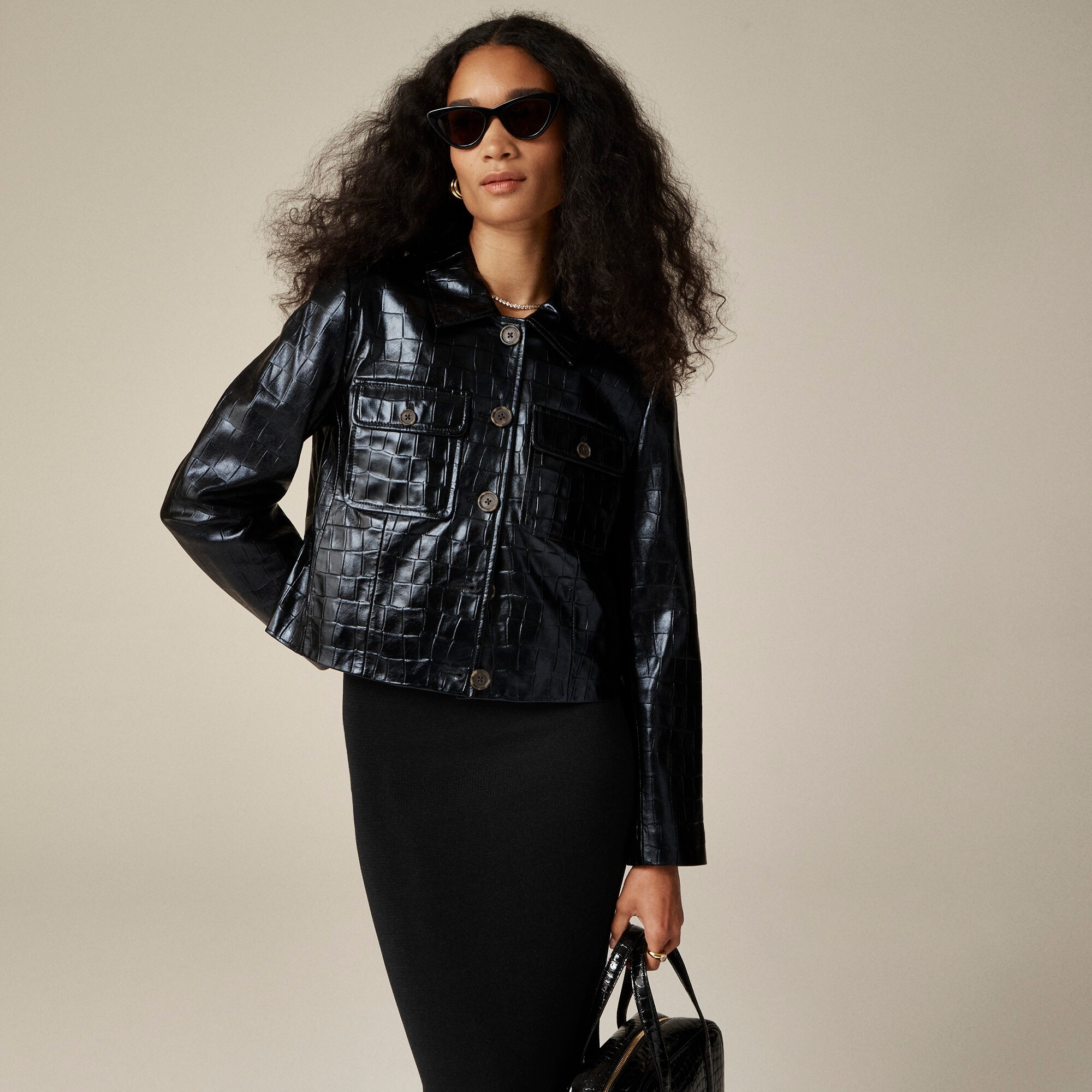 Collection Lady Jacket In Croc-embossed Leather For Women | J.Crew