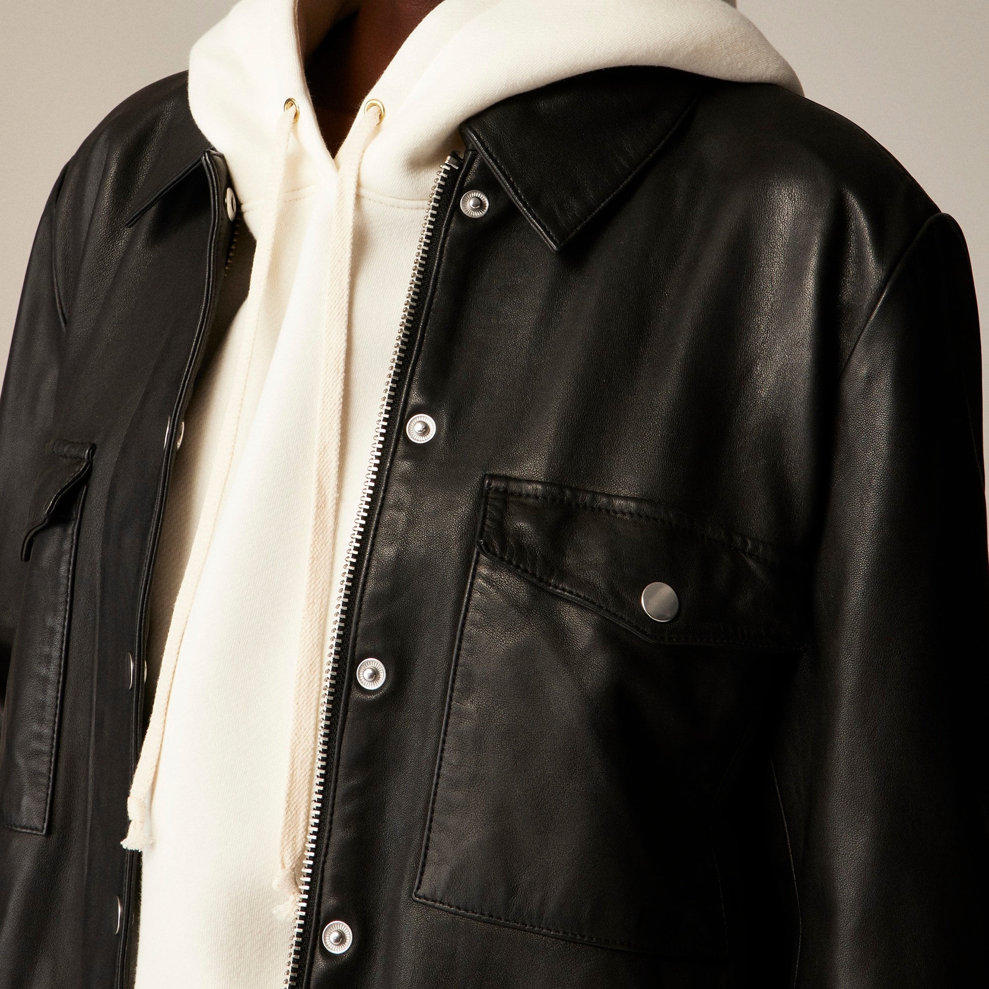 J.Crew: Collection Leather Shirt-jacket For Women J.Crew: Collection Leather Shirt-jacket For Women