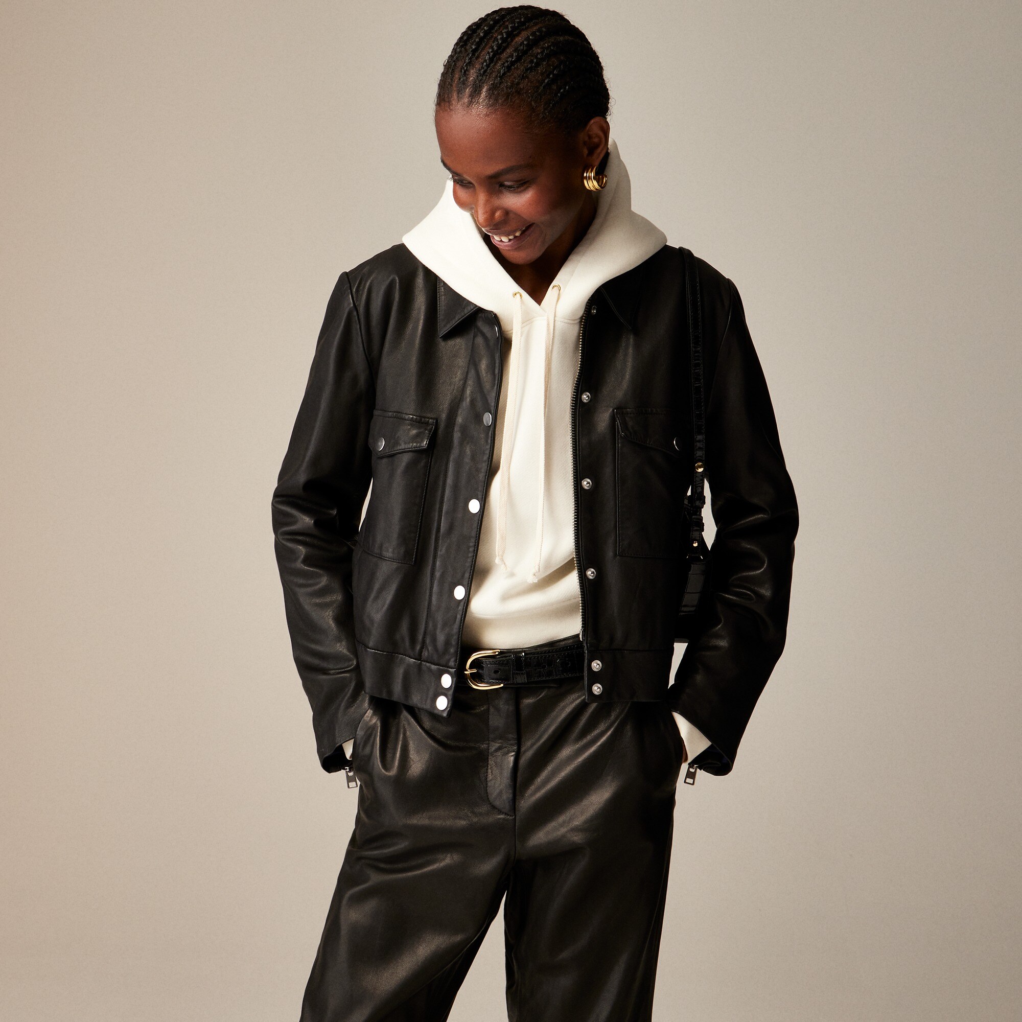 Collection leather shirt-jacket