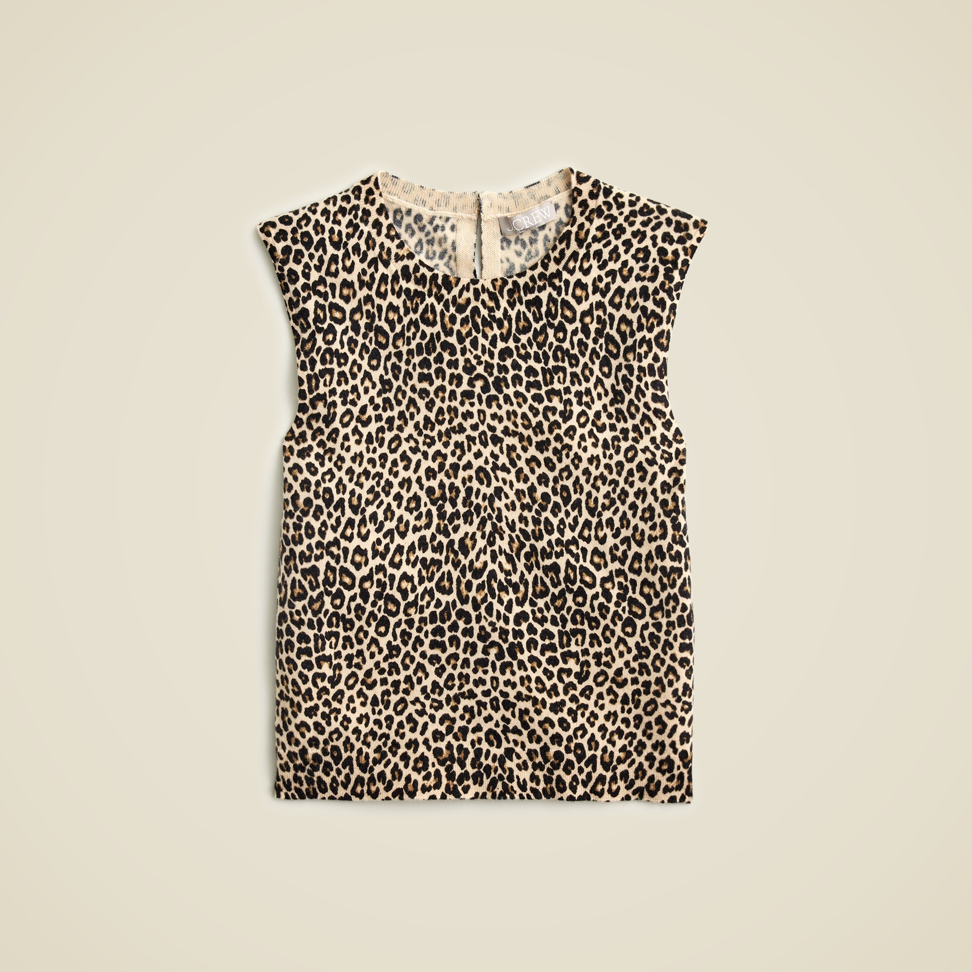 Featherweight cashmere-blend sweater shell in leopard print