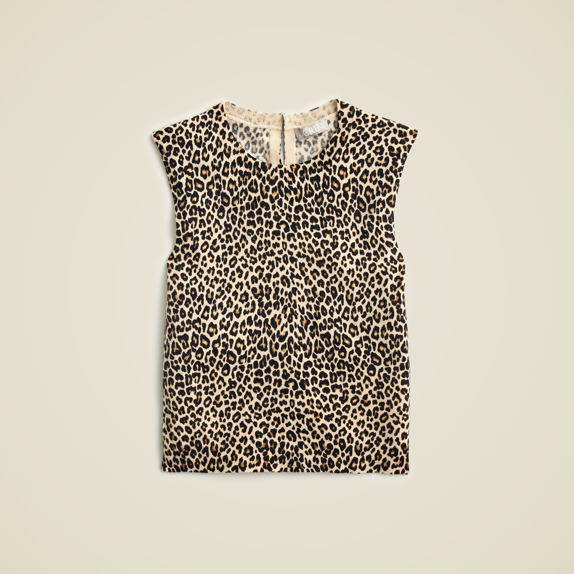 Featherweight cashmere-blend sweater shell in leopard print