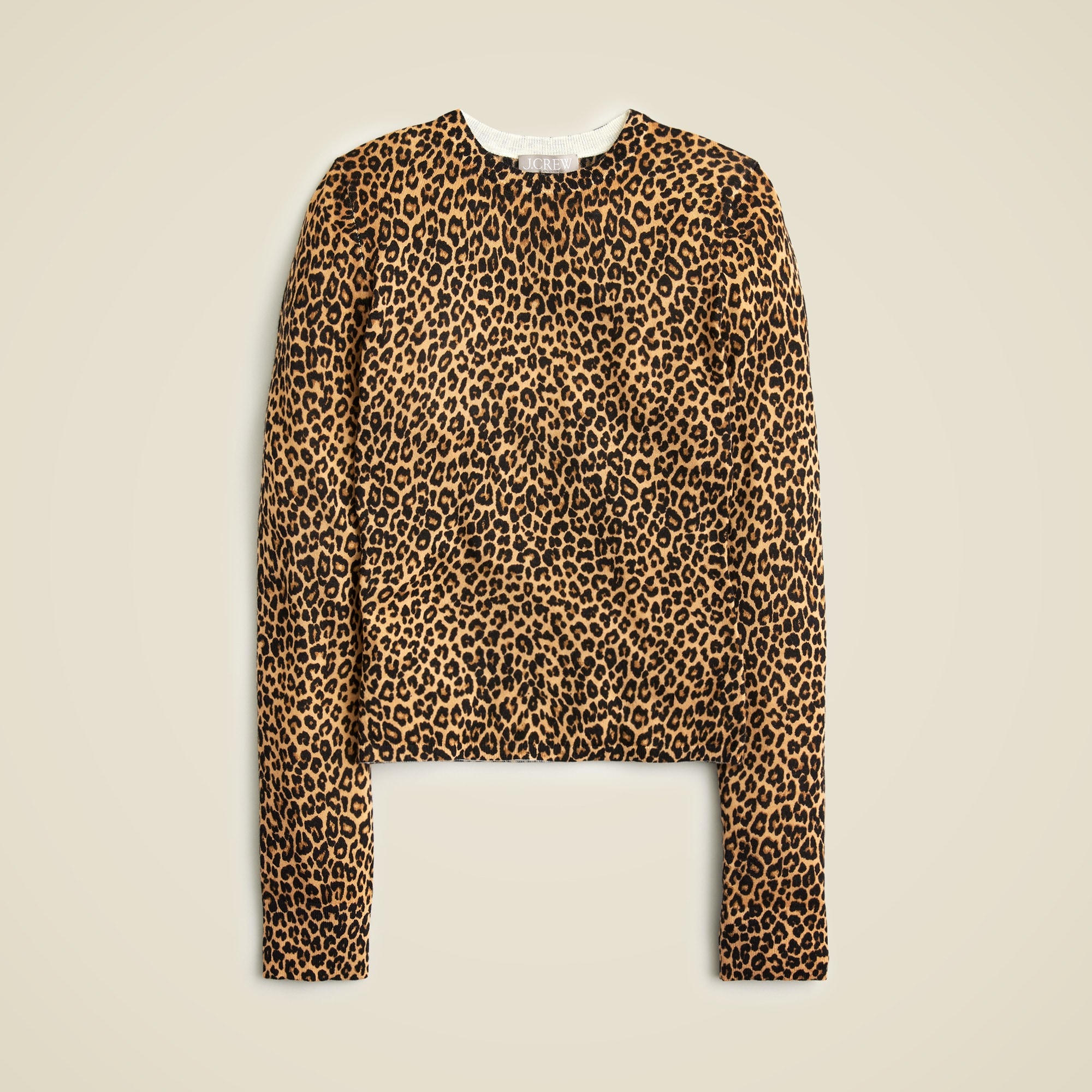 Merino wool crewneck sweatshirt in leopard deals