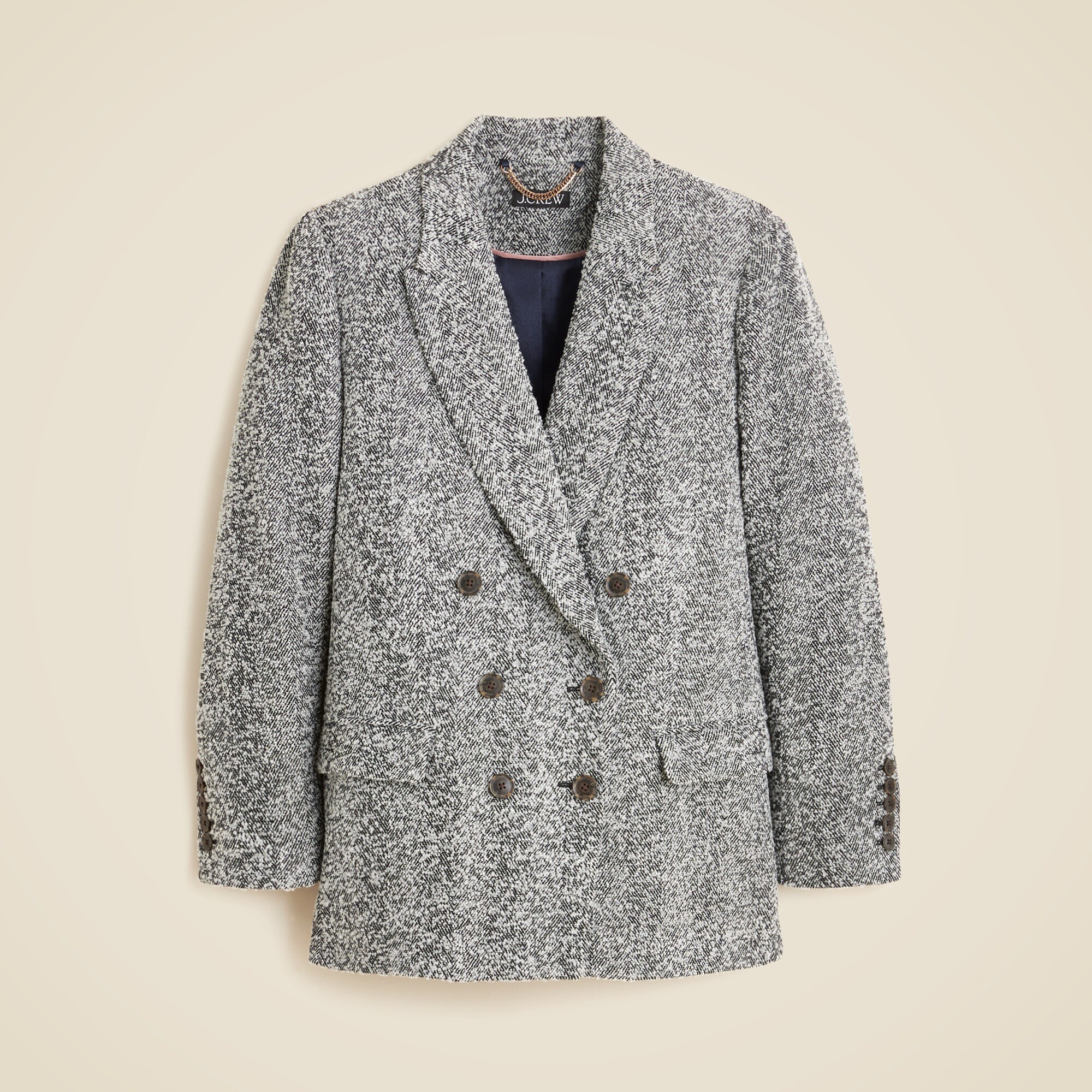 Relaxed double-breasted blazer in Italian flecked herringbone