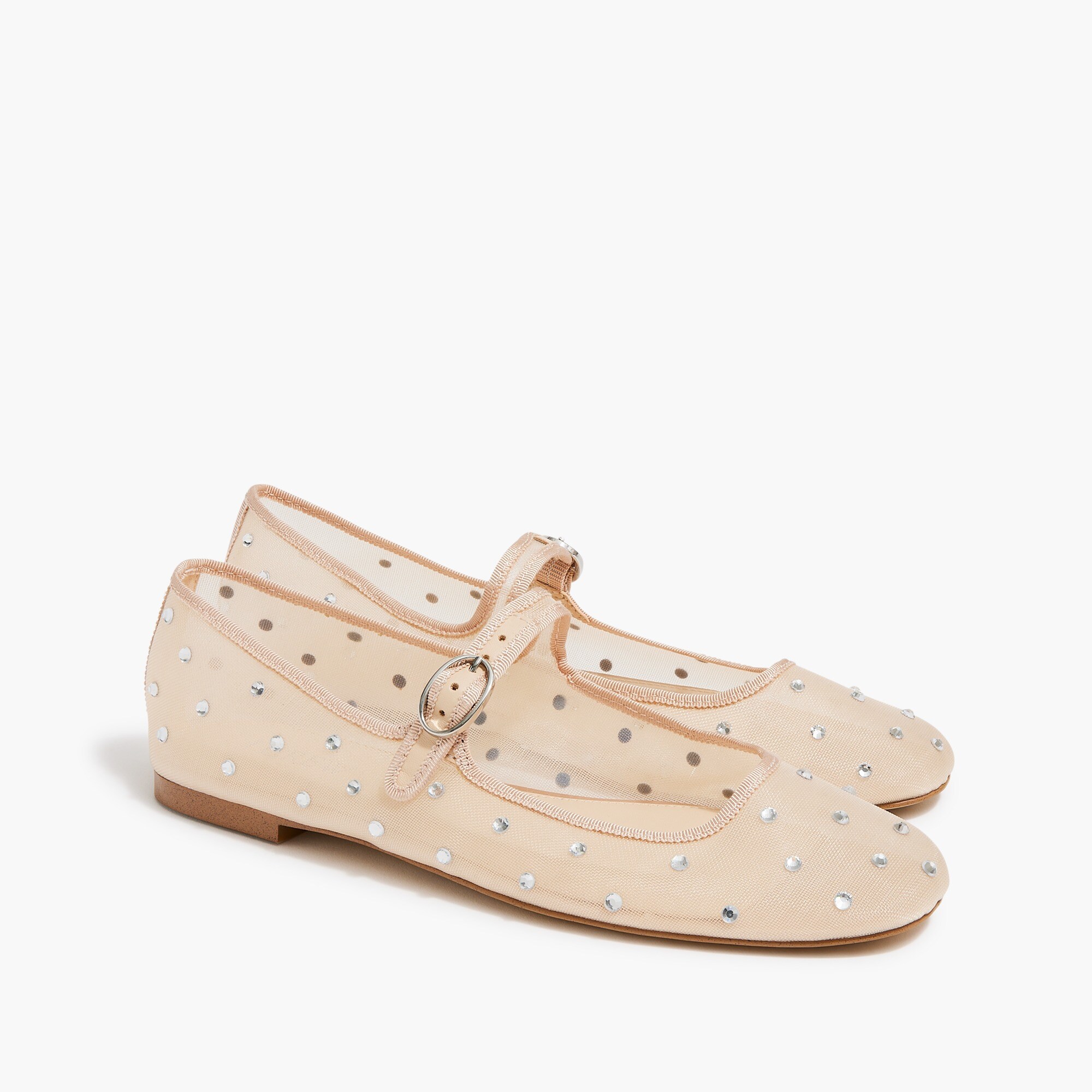 Mesh rhinestone Mary Jane flats