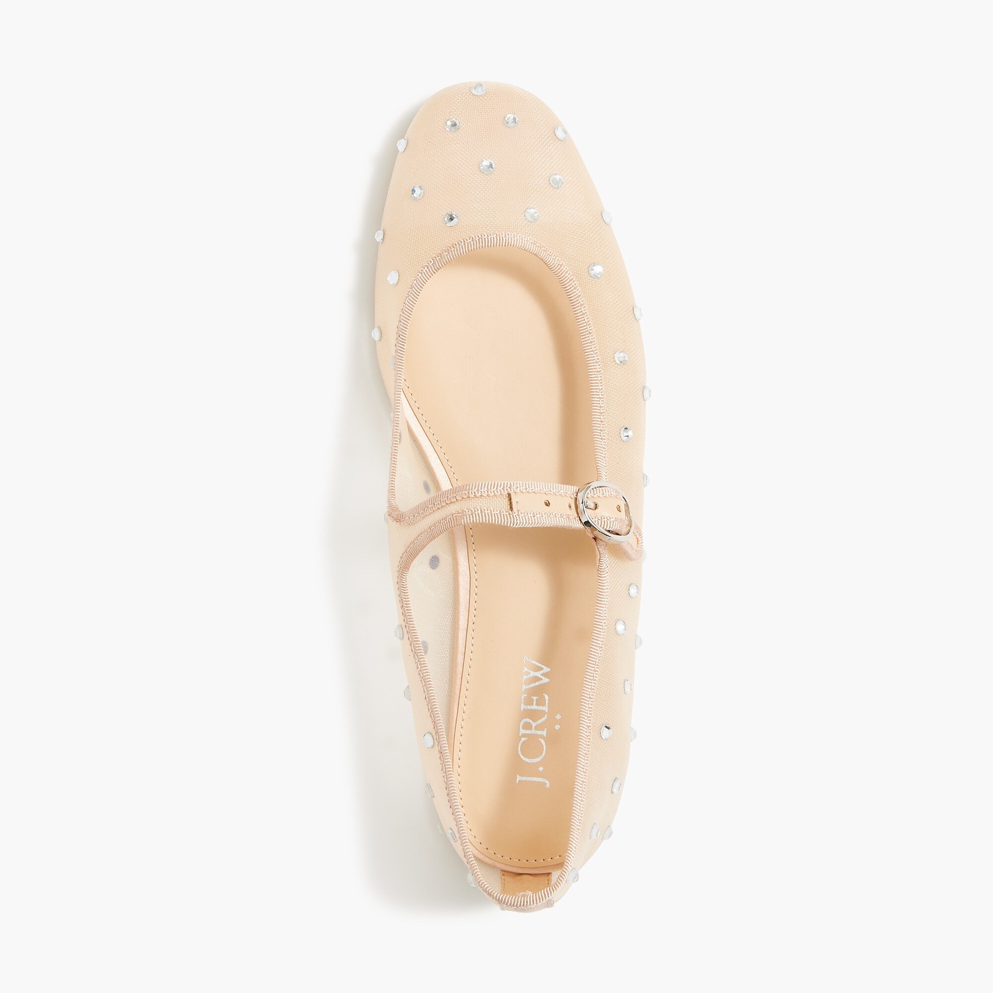 Mesh rhinestone Mary Jane flats