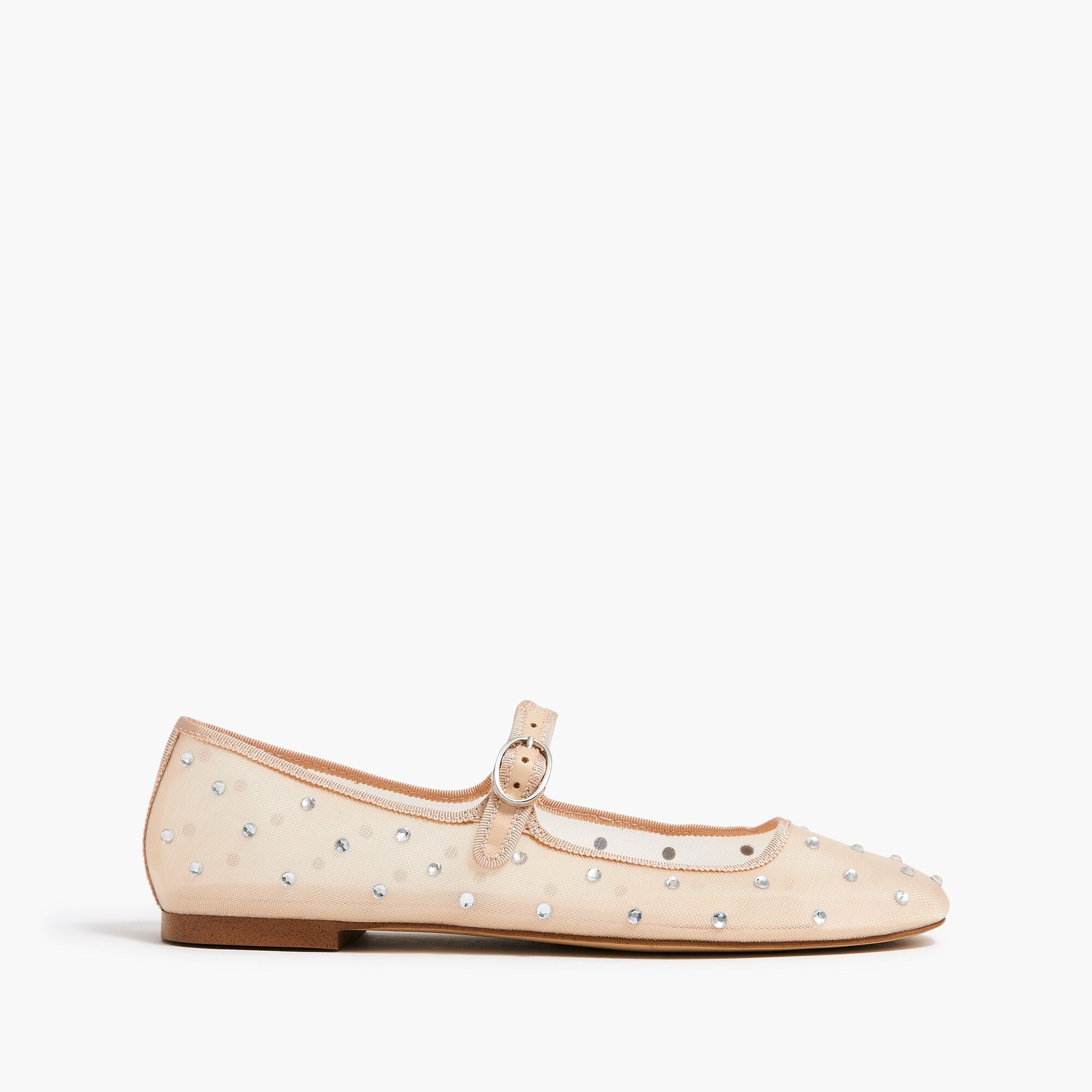 Mesh rhinestone Mary Jane flats