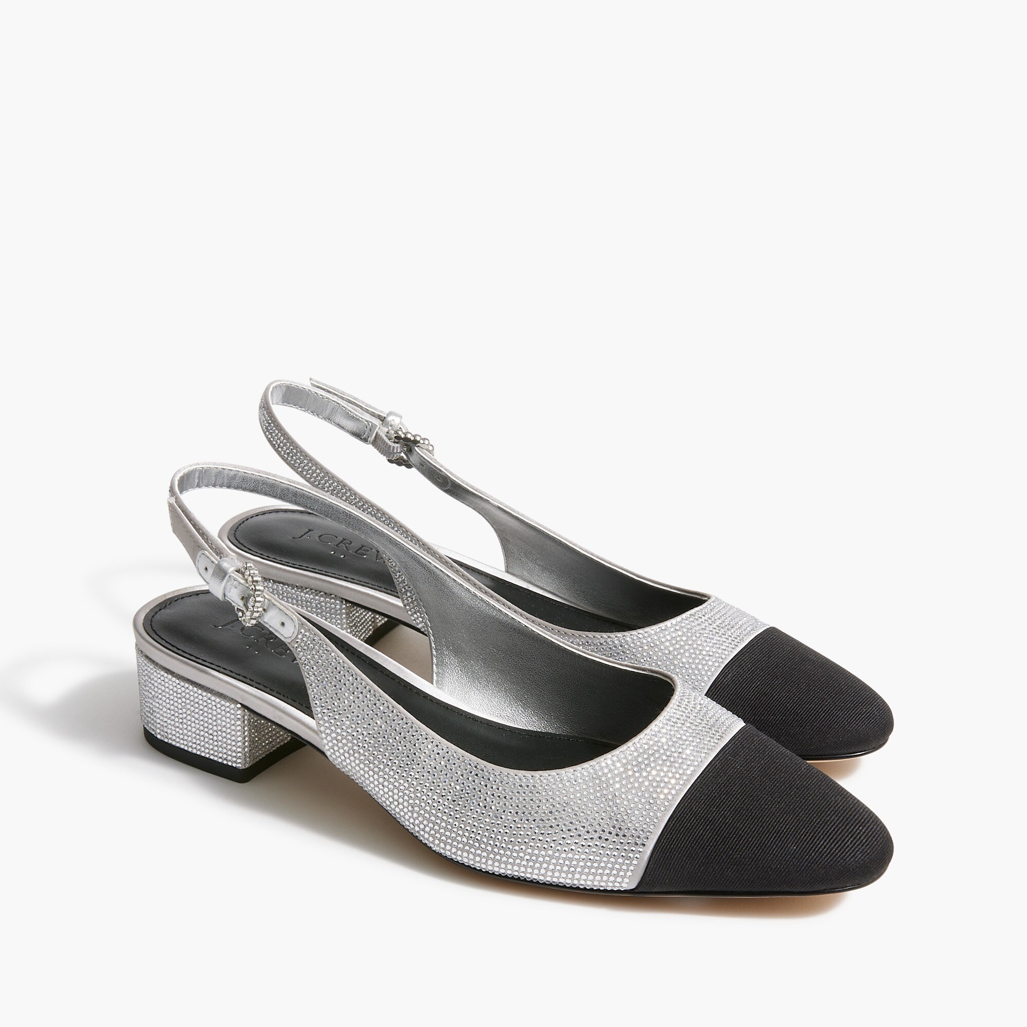 Rhinestone low-heel slingbacks