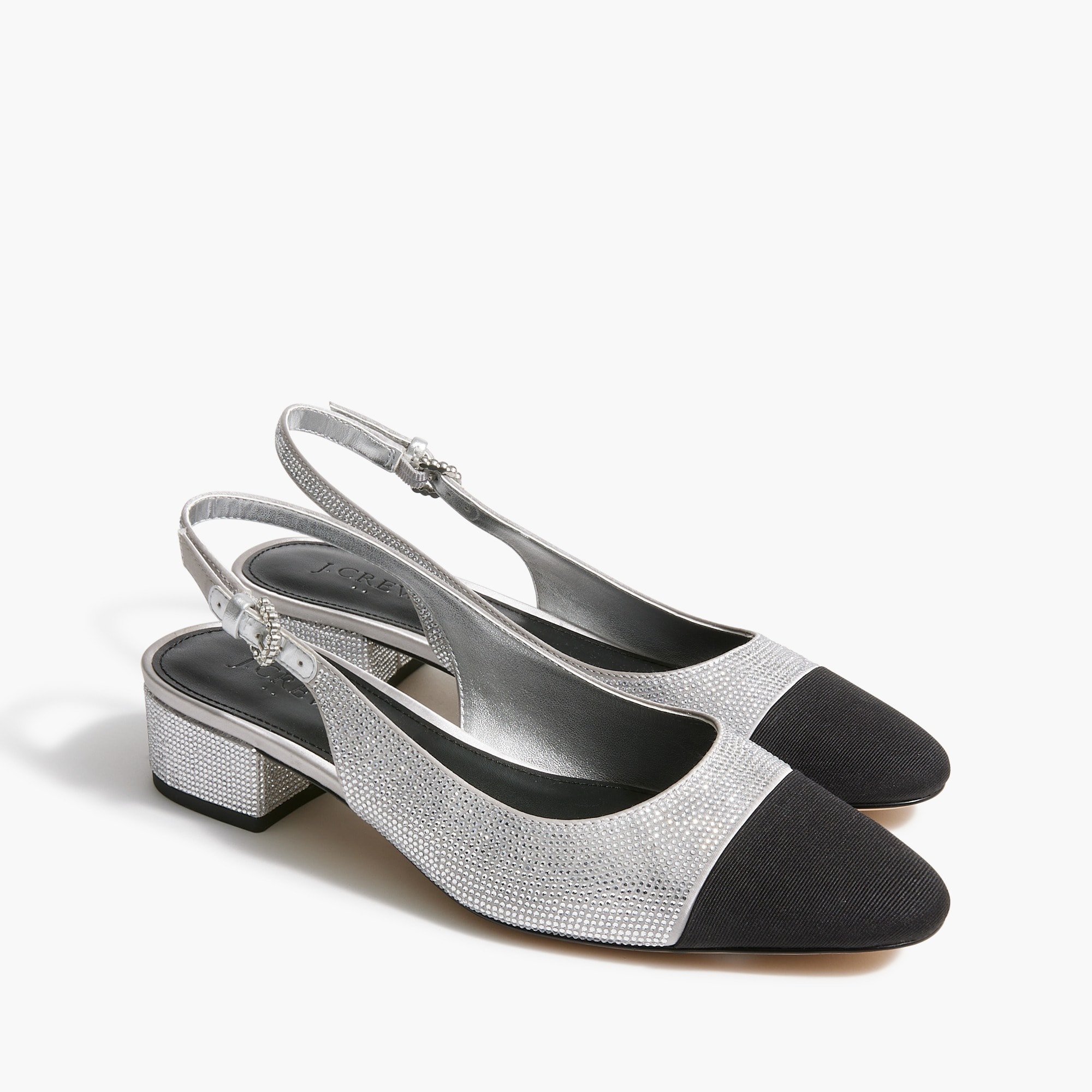 rhinestone low-heel slingbacks for women
