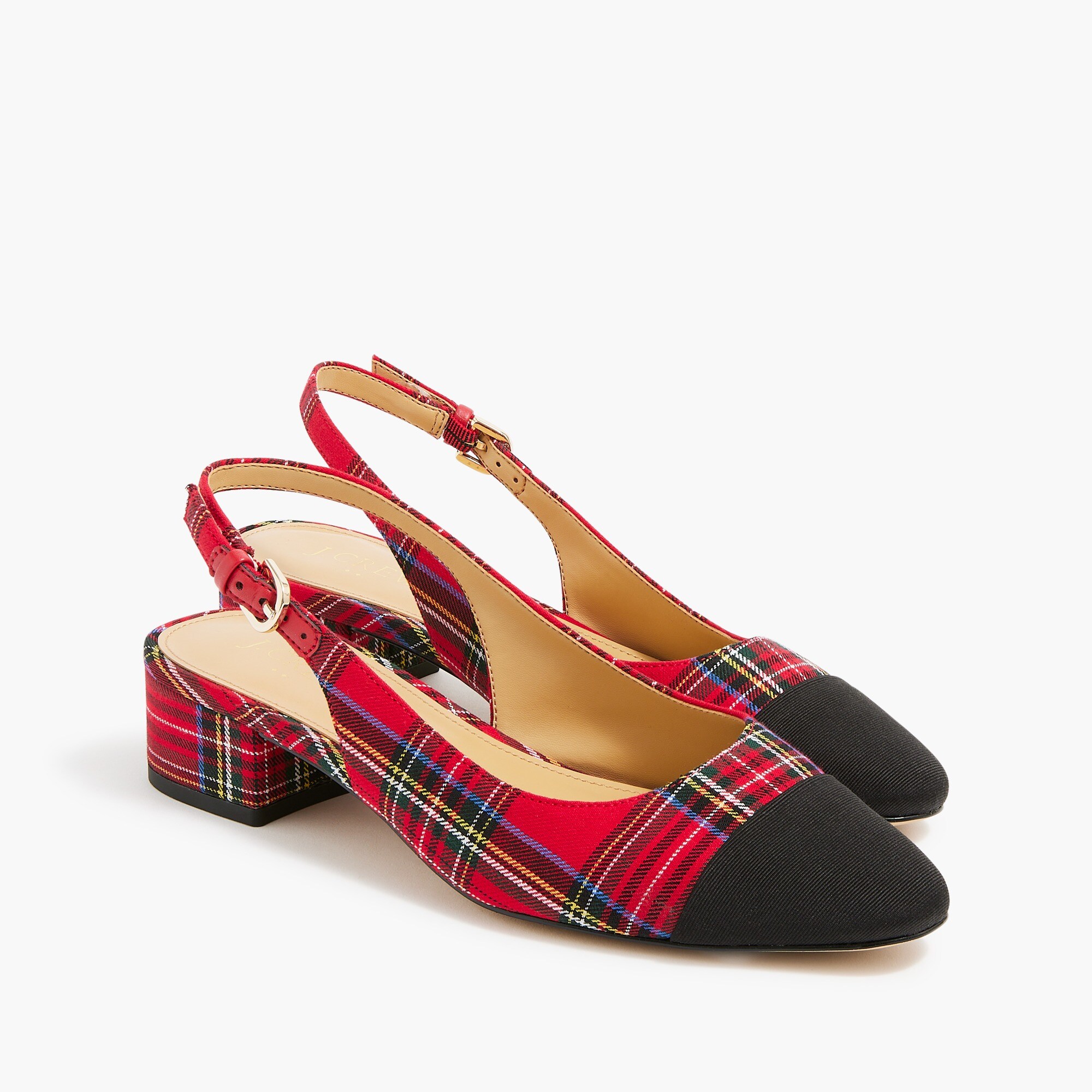 tartan low-heel slingbacks for women