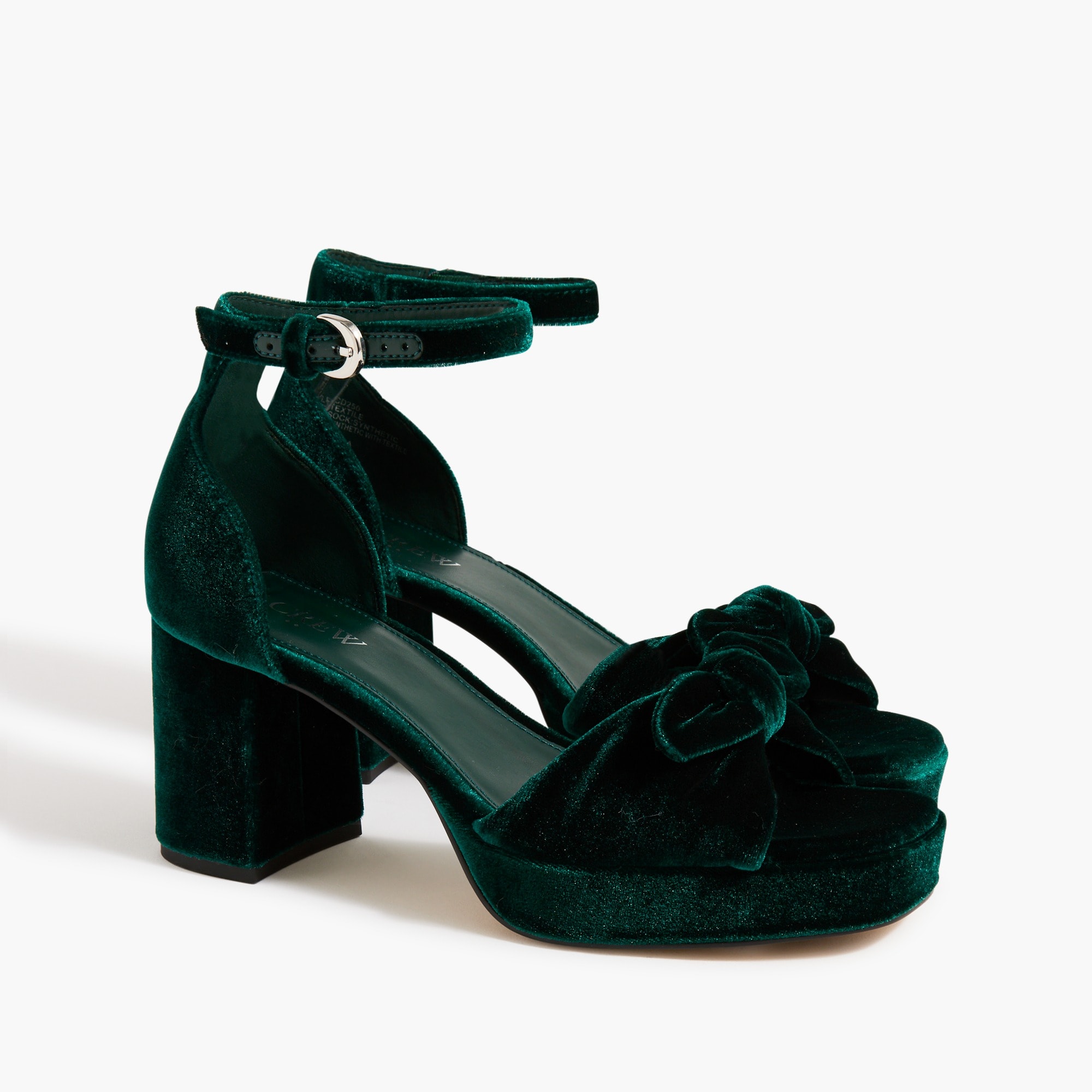Velvet bow platform heels