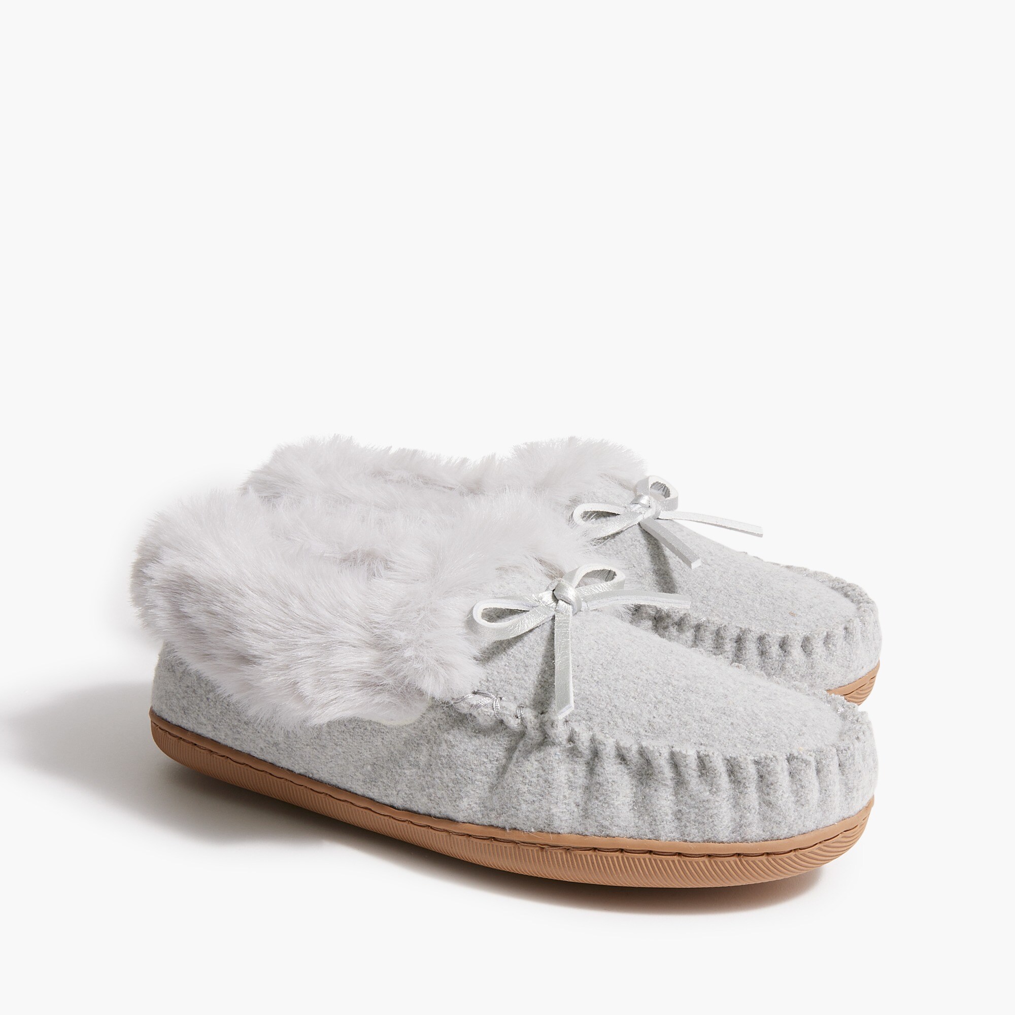 heathered faux-fur slippers for women