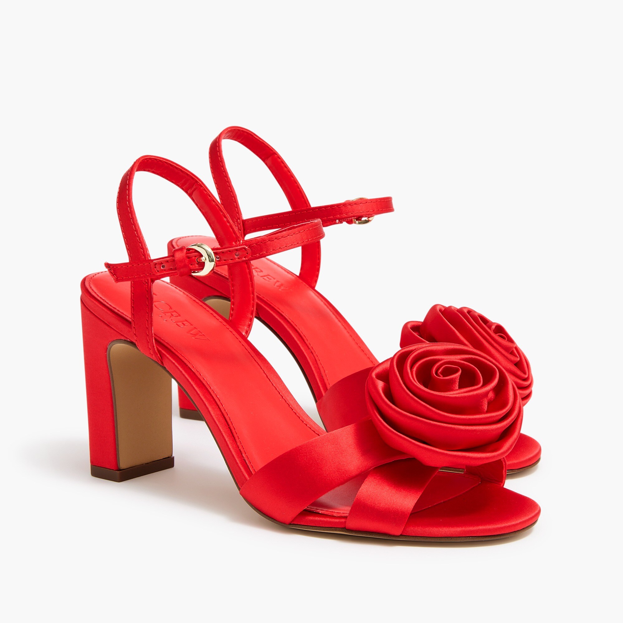 satin rosette heels for women