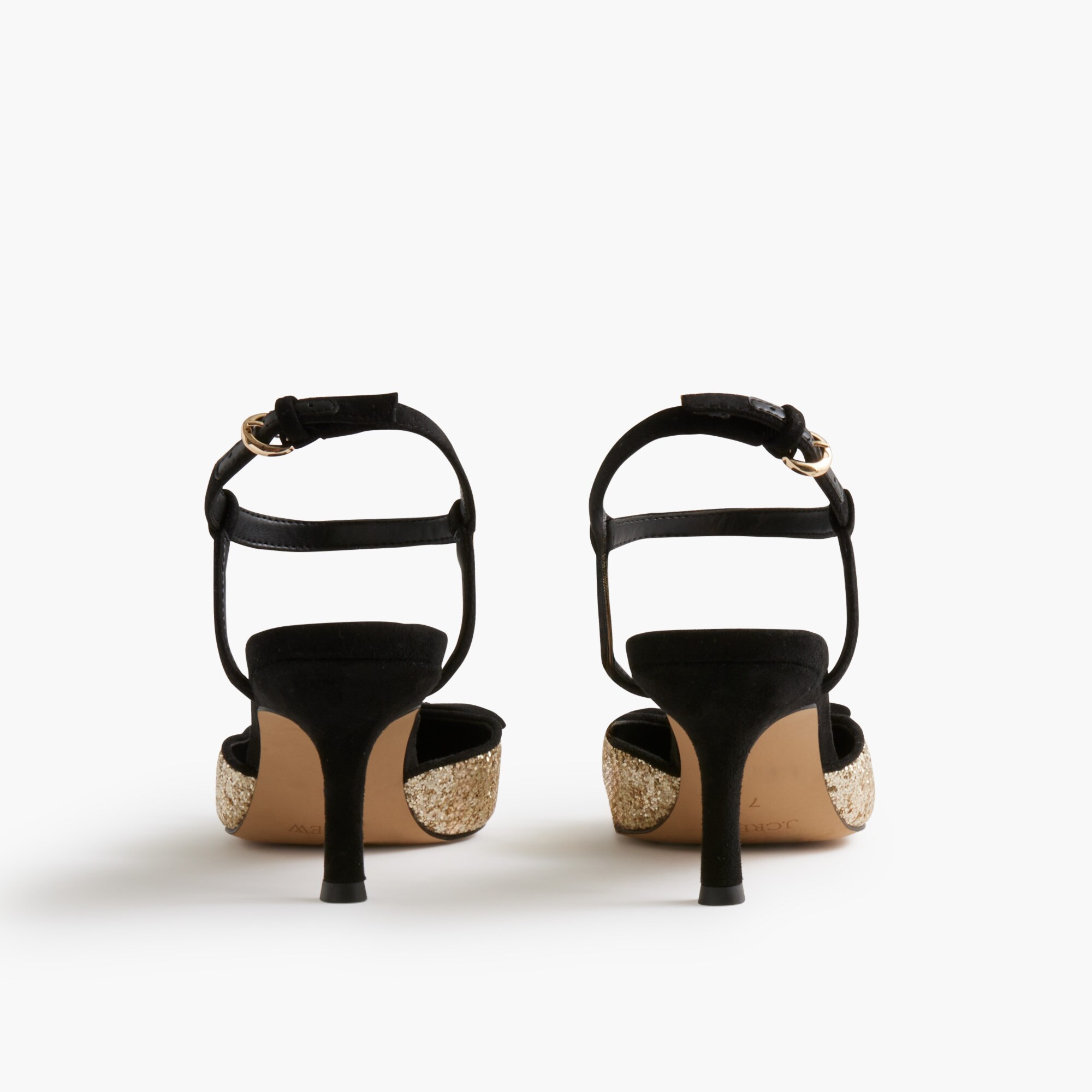 Glitter double-bow heels