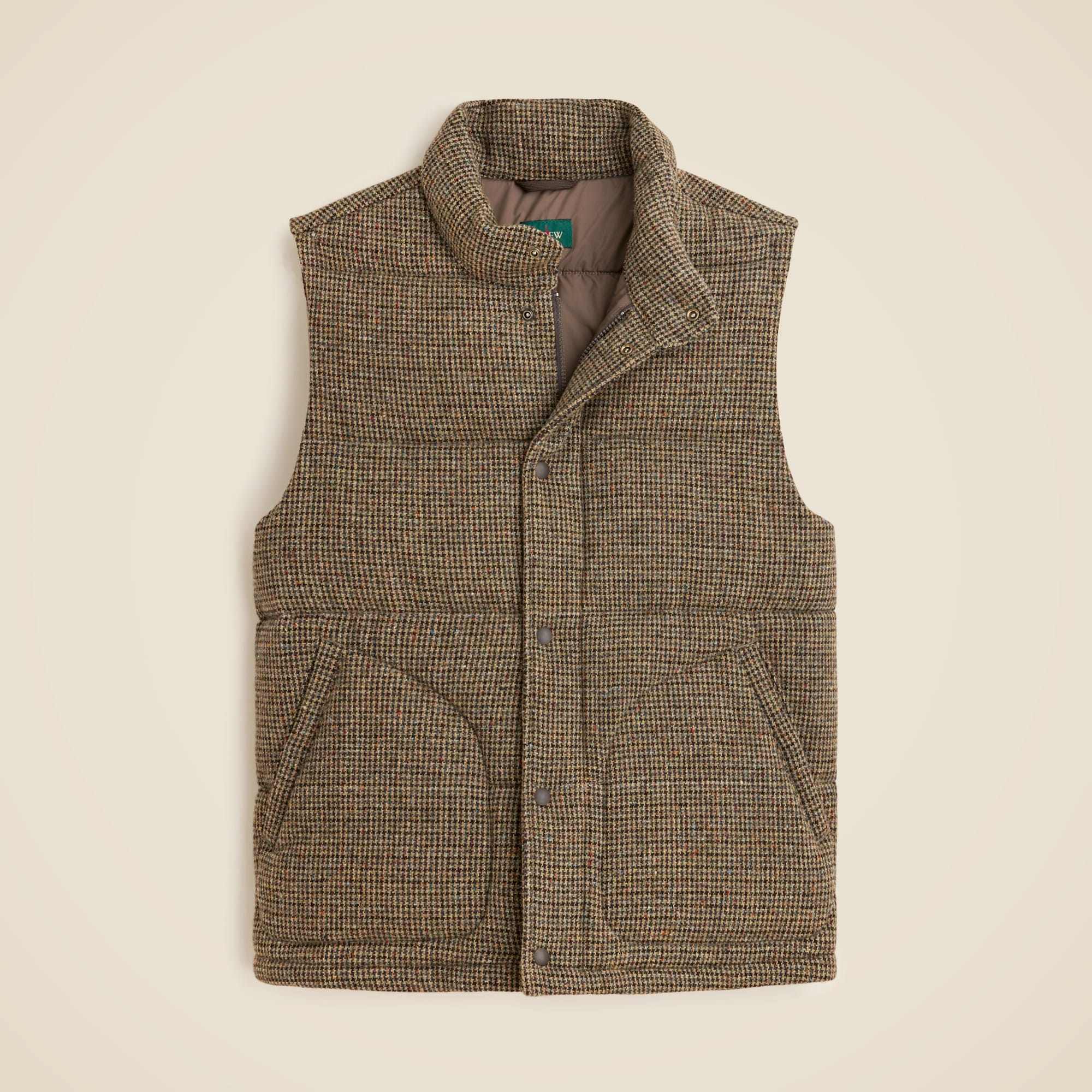 Puffer vest in Irish wool houndstooth with PrimaLoft®