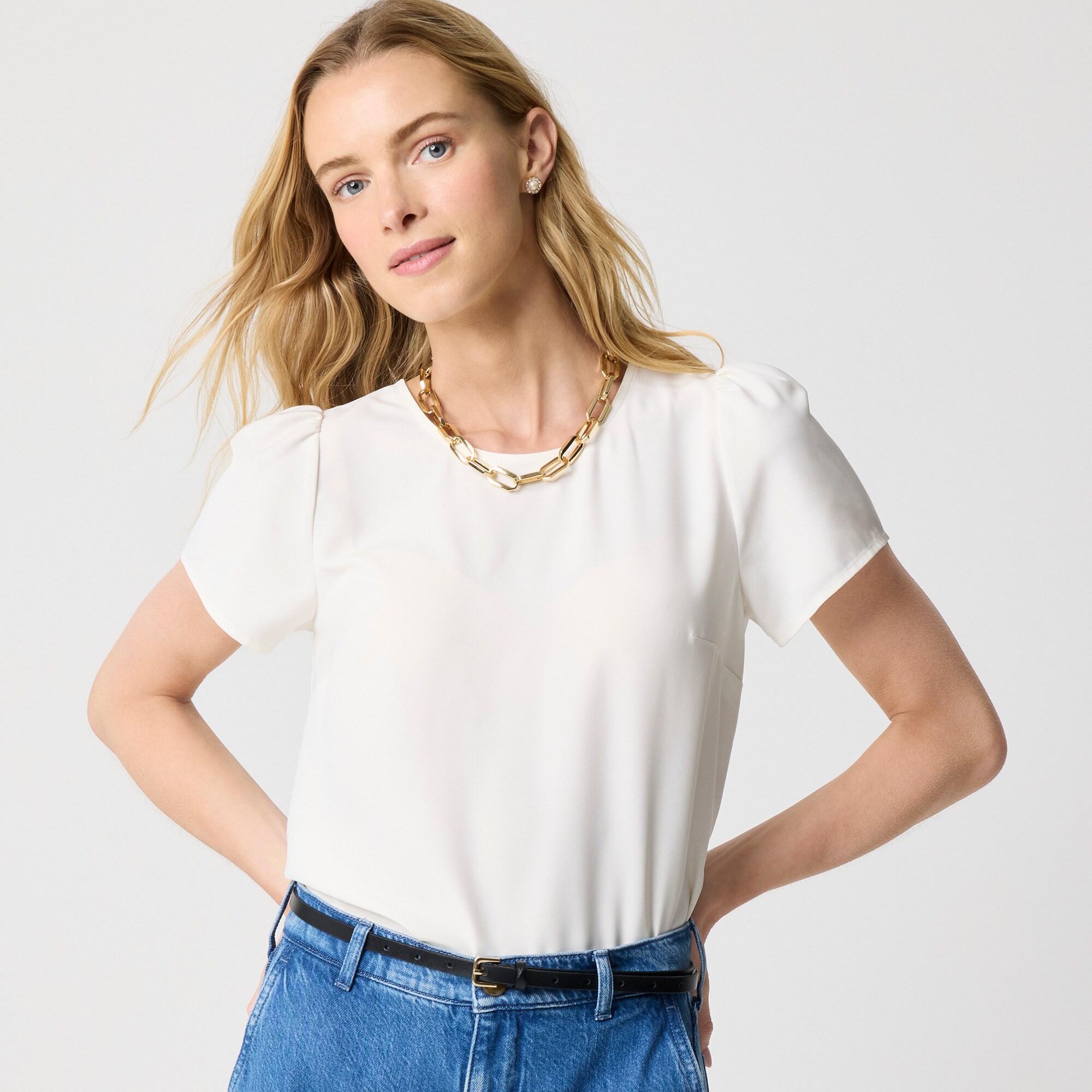 Short-sleeve crepe top
