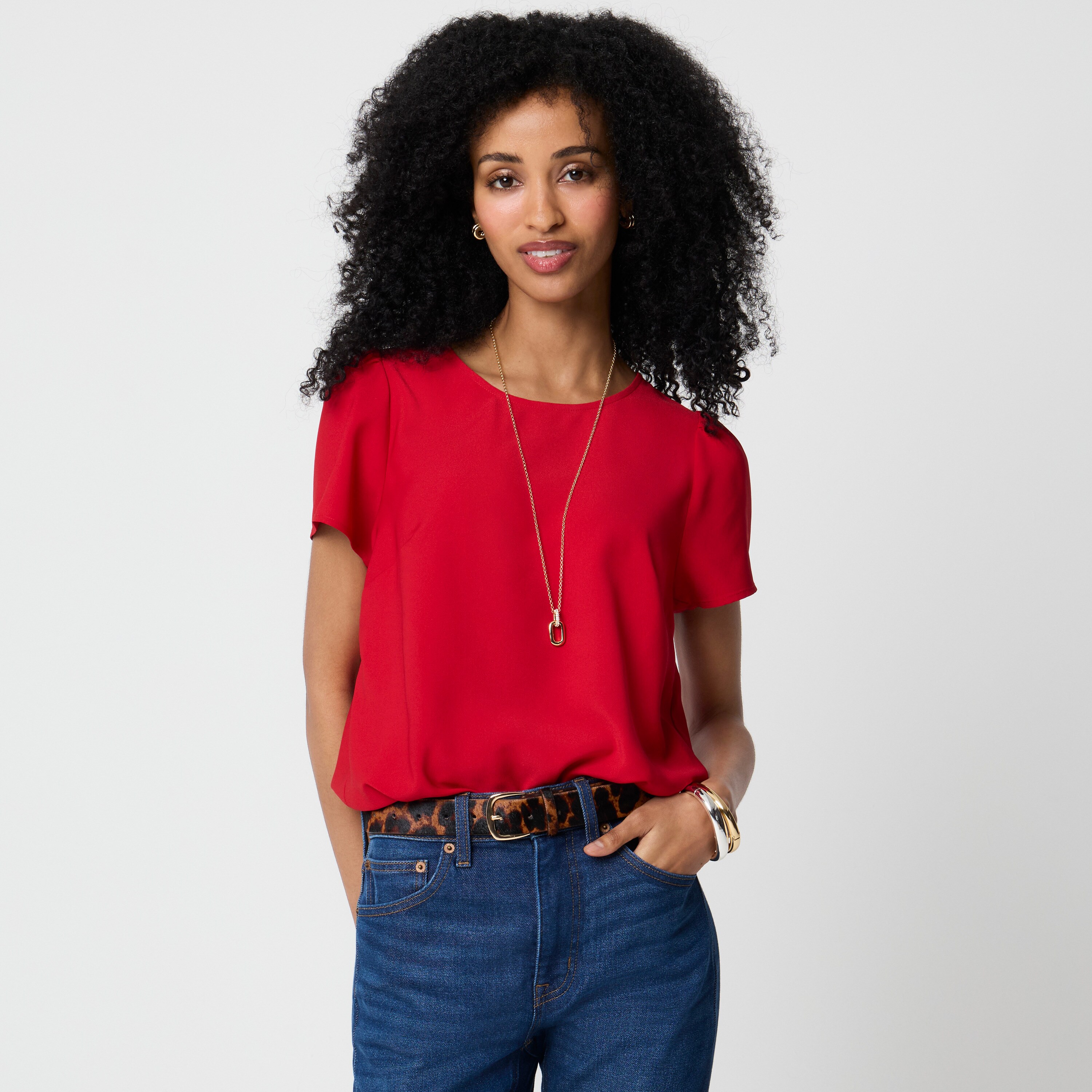 Short-sleeve crepe top