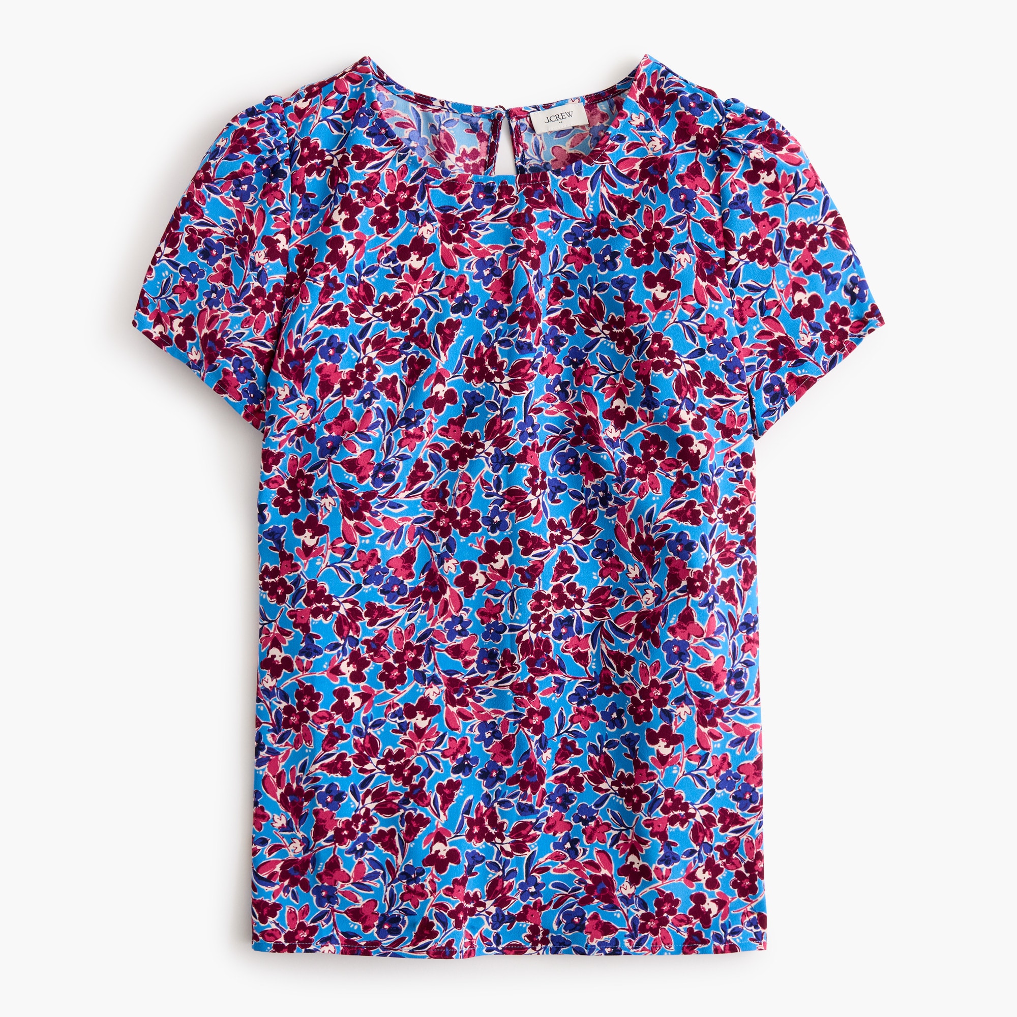 Printed short-sleeve crepe top
